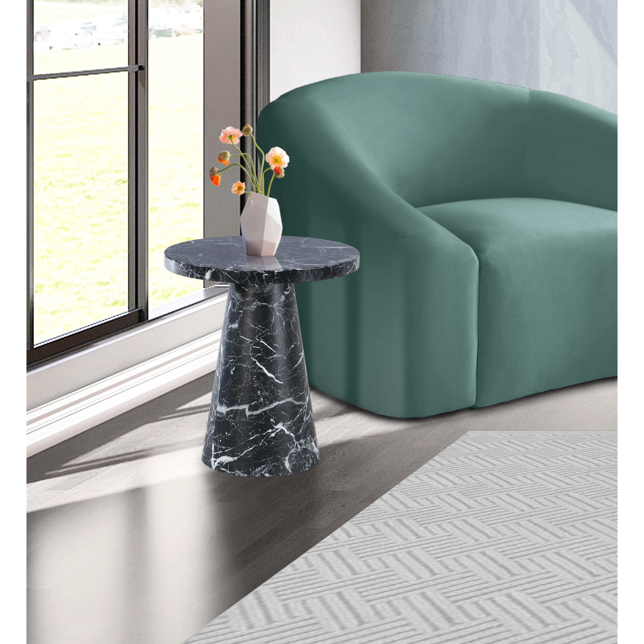 Meridian Omni Black Faux Marble End Table