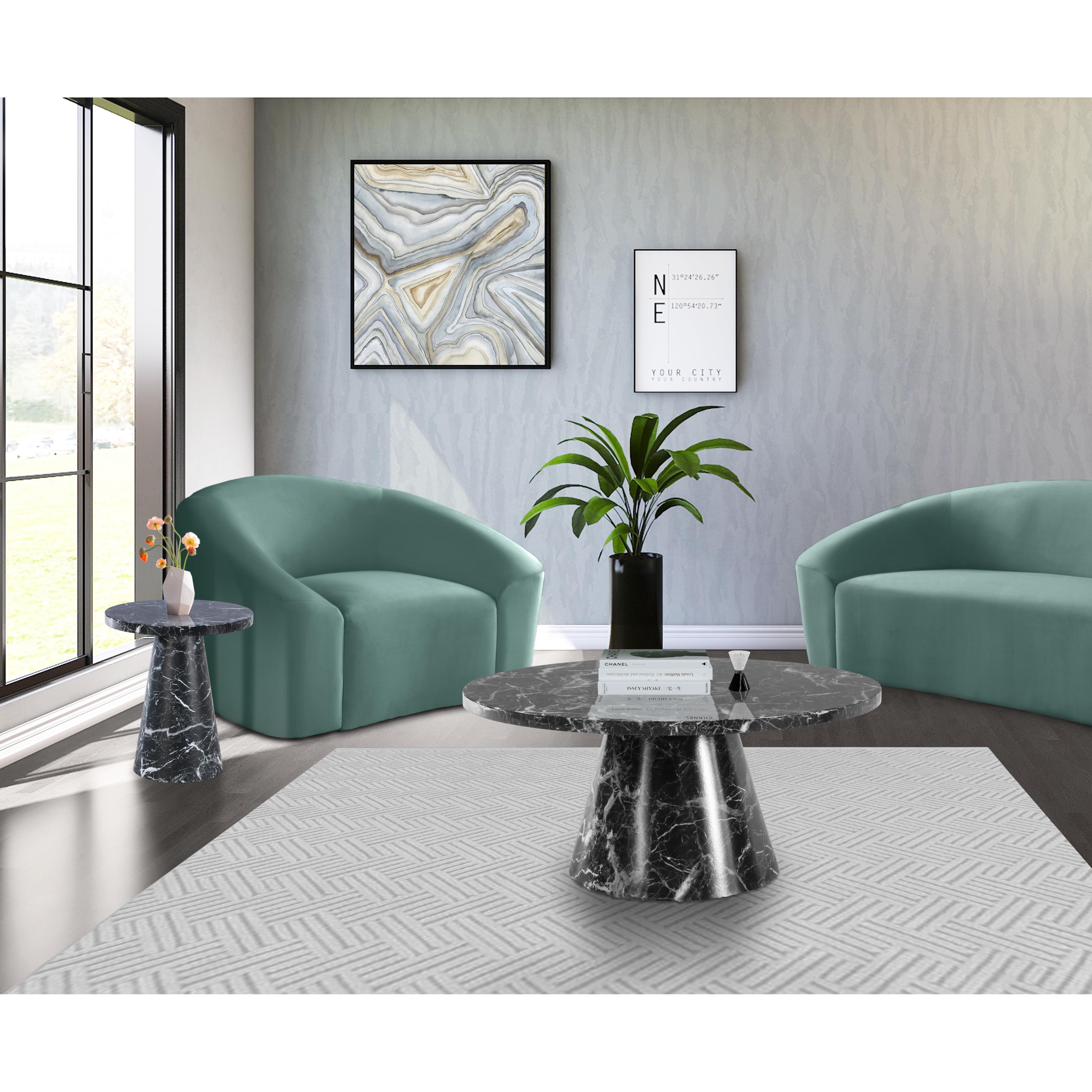 Meridian Omni Black Faux Marble End Table