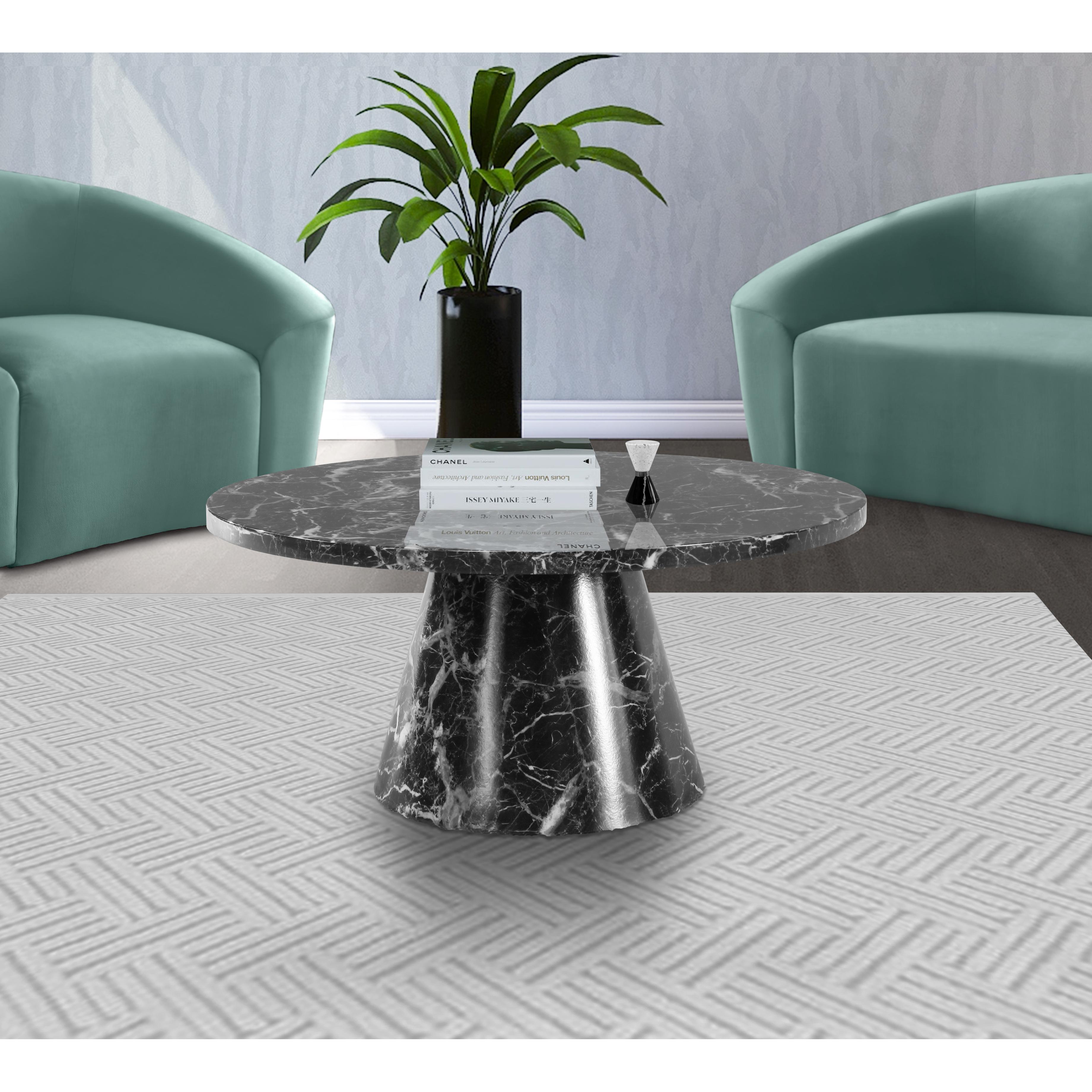 Meridian Omni Black Faux Marble Coffee Table