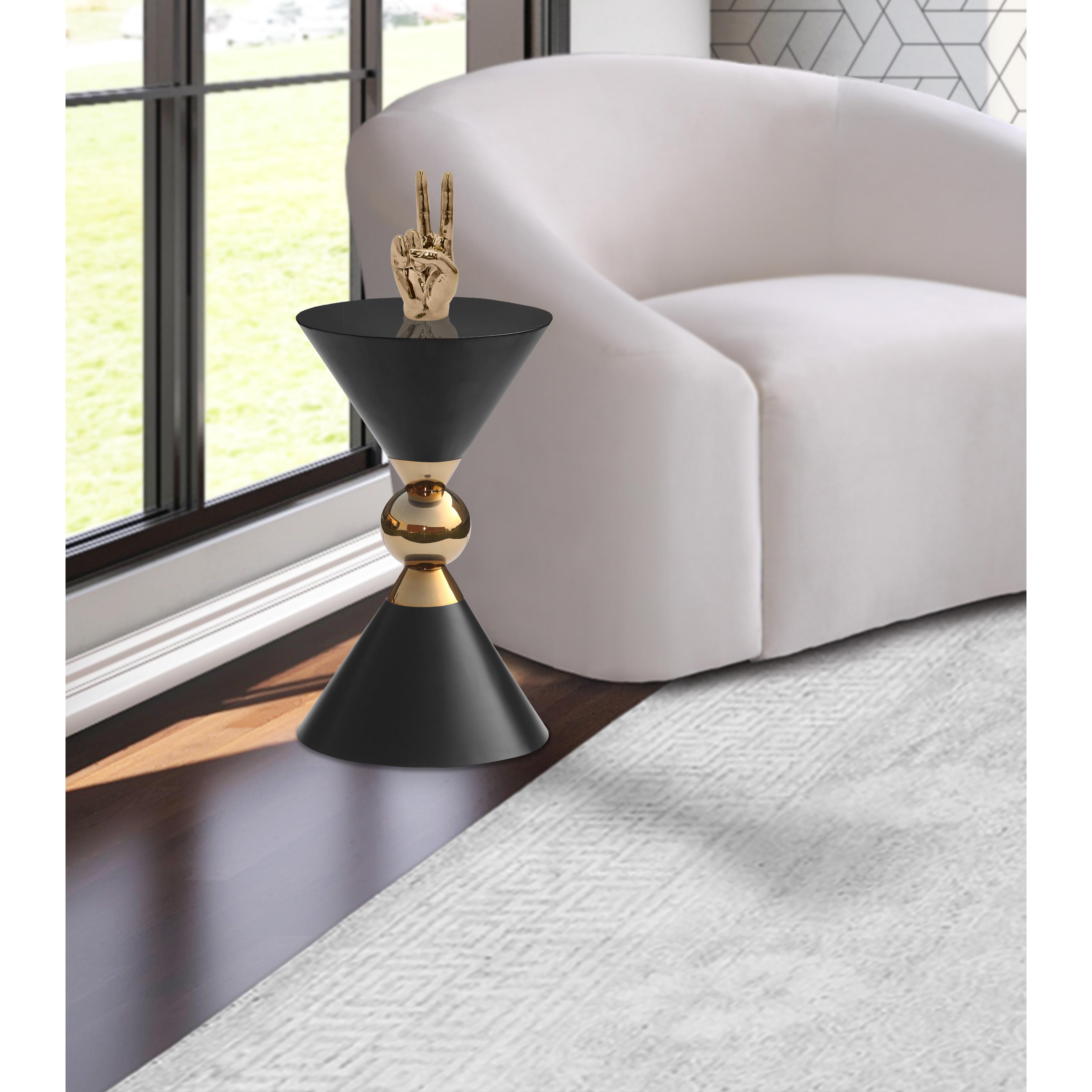 Meridian Malia Black / Gold End Table