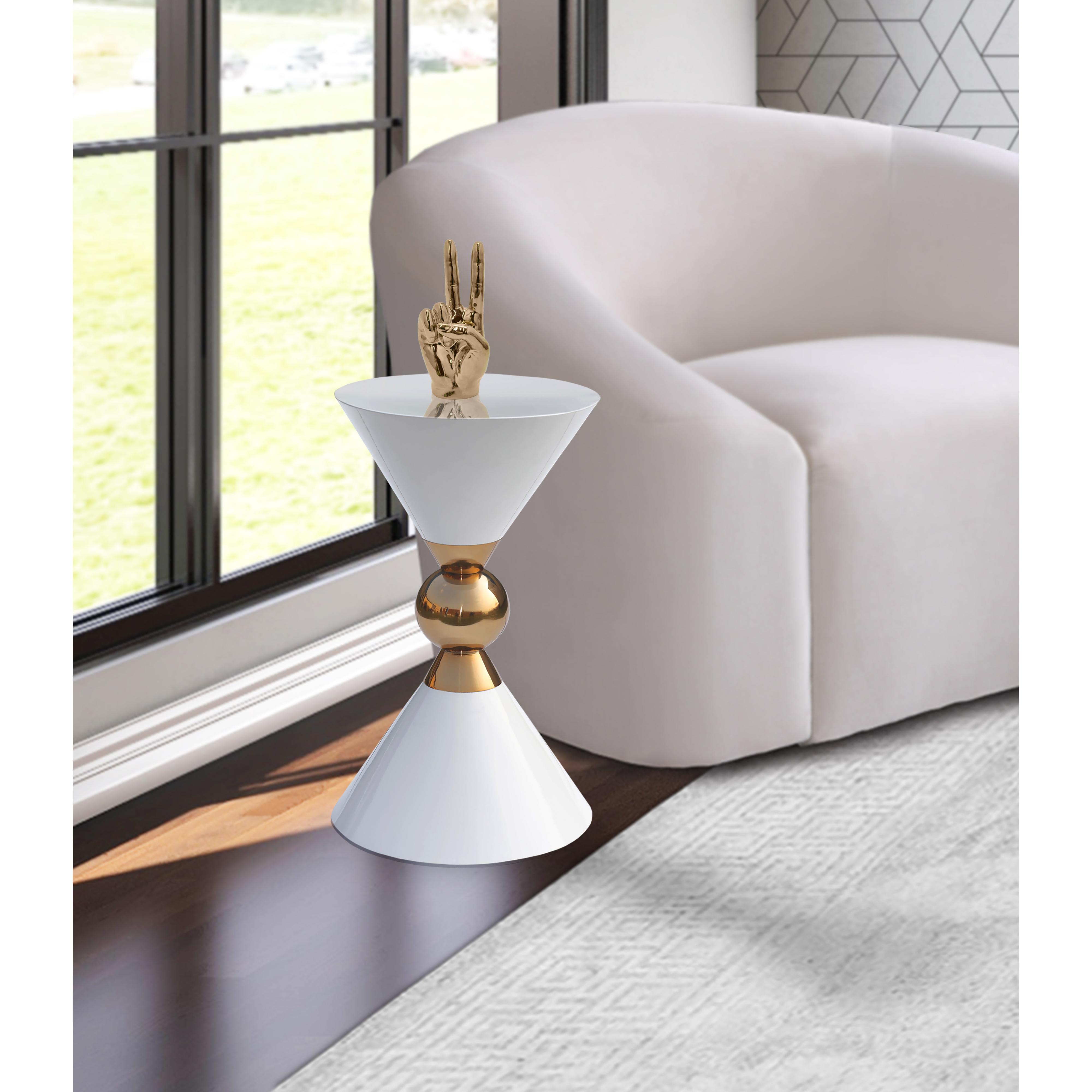 Meridian Malia White / Gold End Table