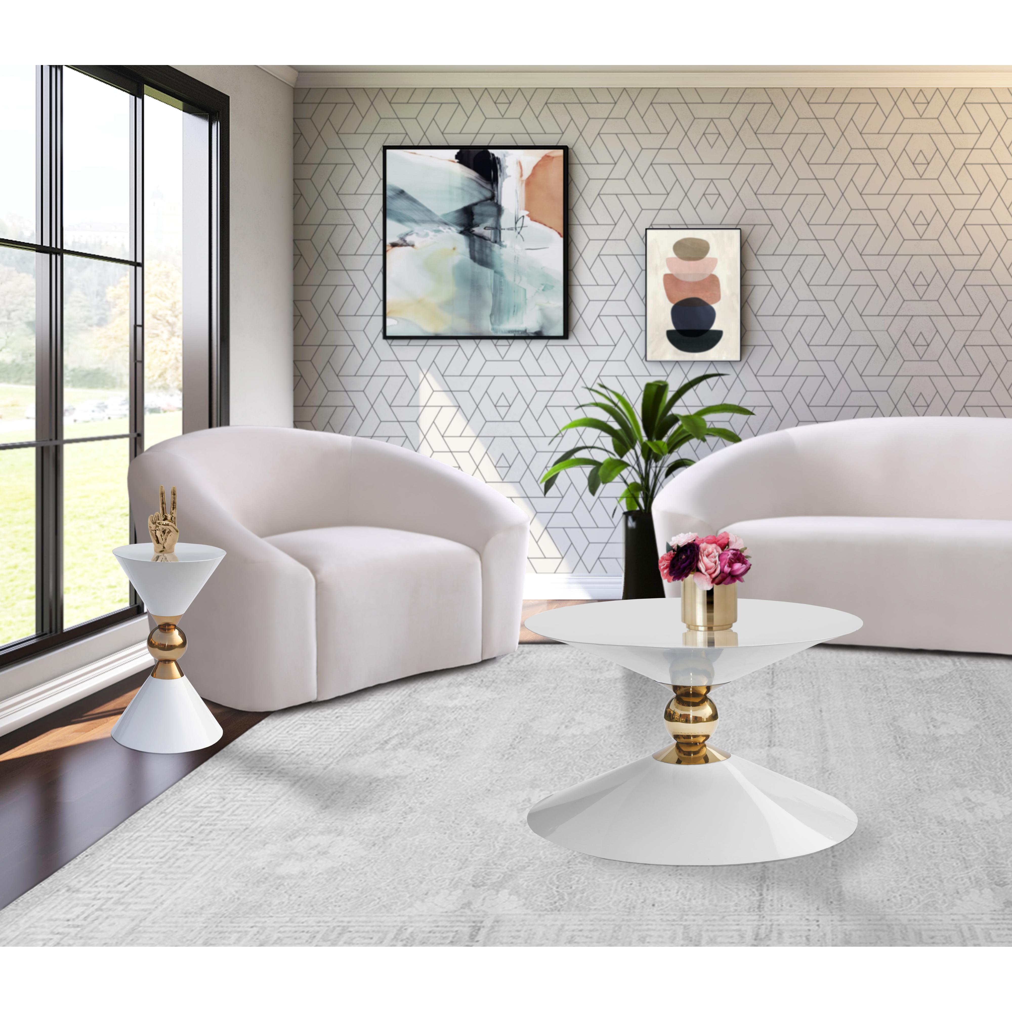 Meridian Malia White / Gold End Table