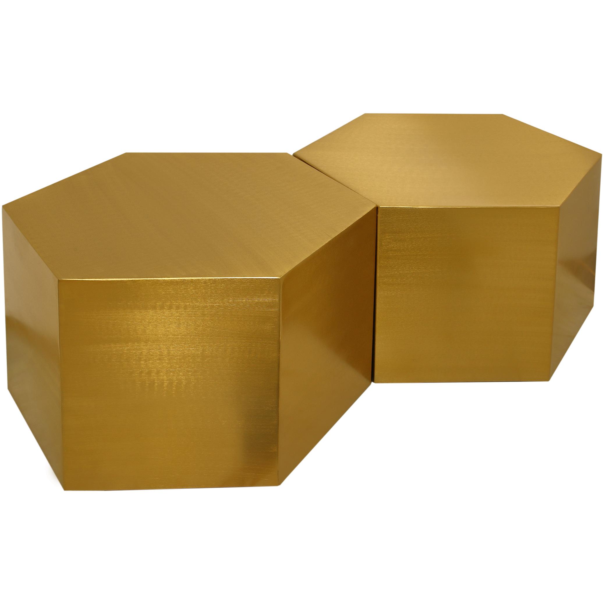 Meridian Hexagon Brushed Gold Coffee Table