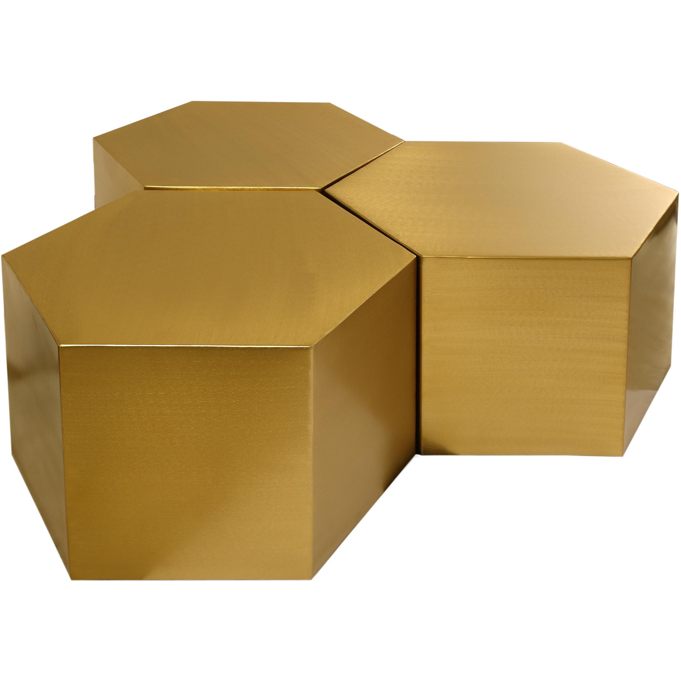 Meridian Hexagon Brushed Gold Coffee Table