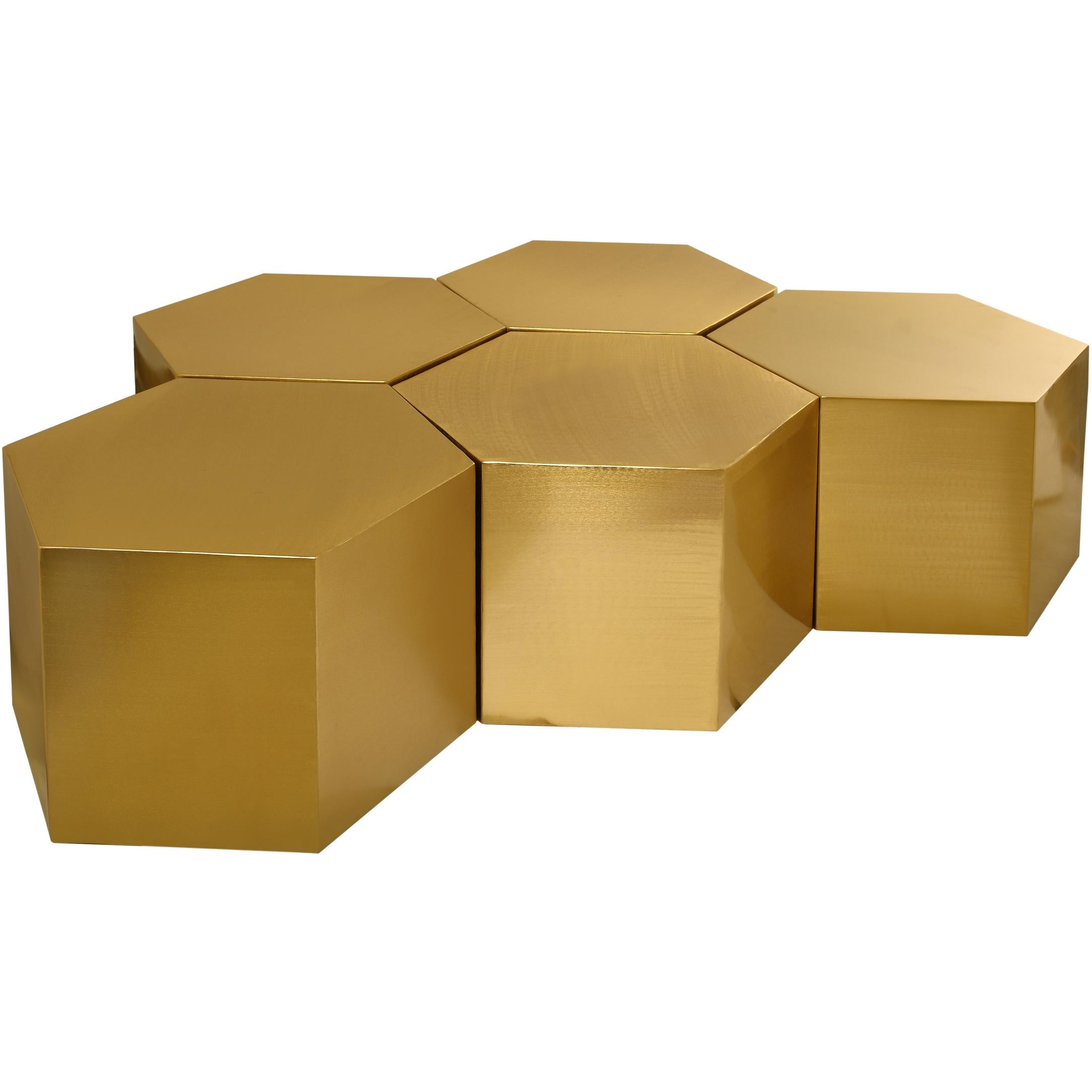 Meridian Hexagon Brushed Gold Coffee Table