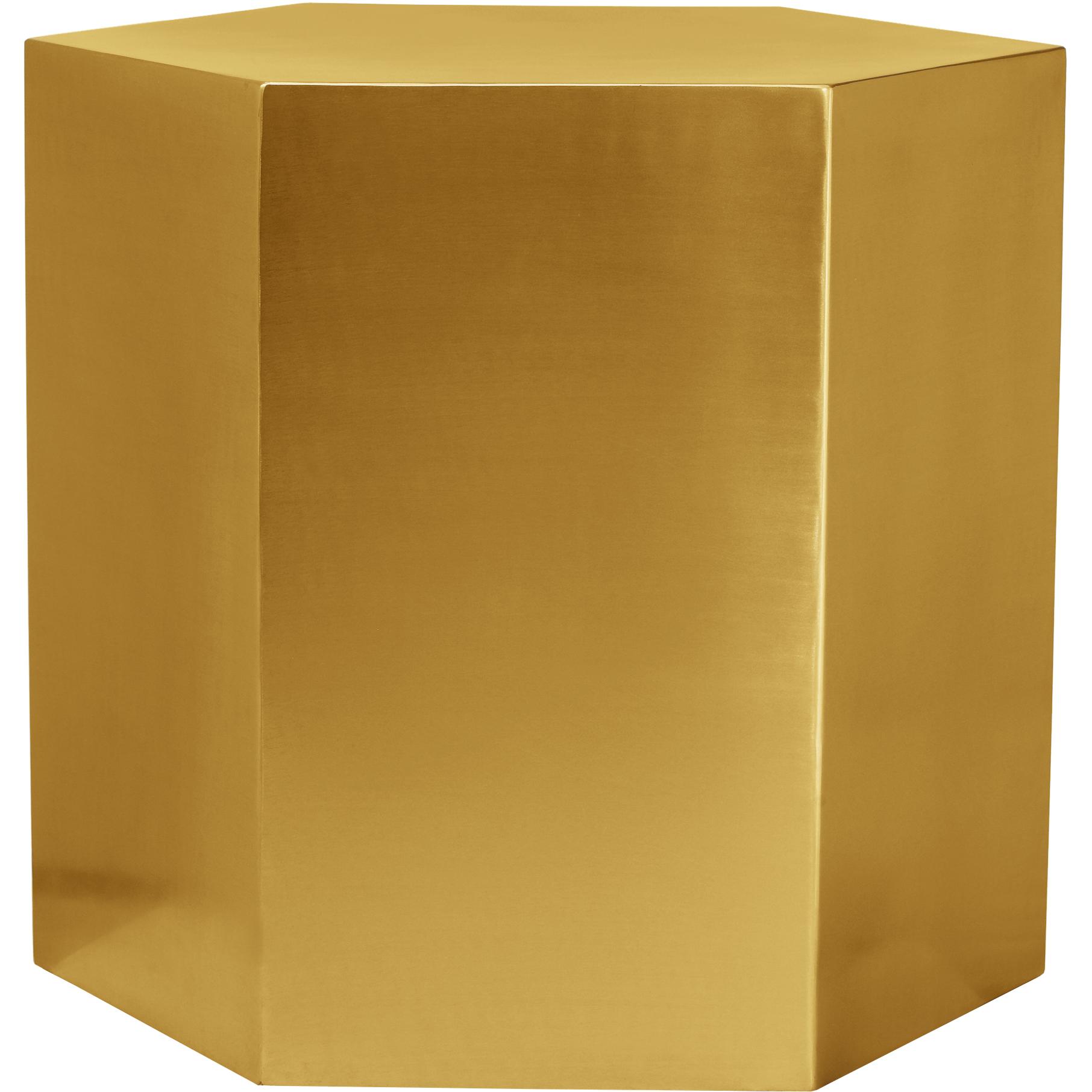 Meridian Hexagon Brushed Gold End Table