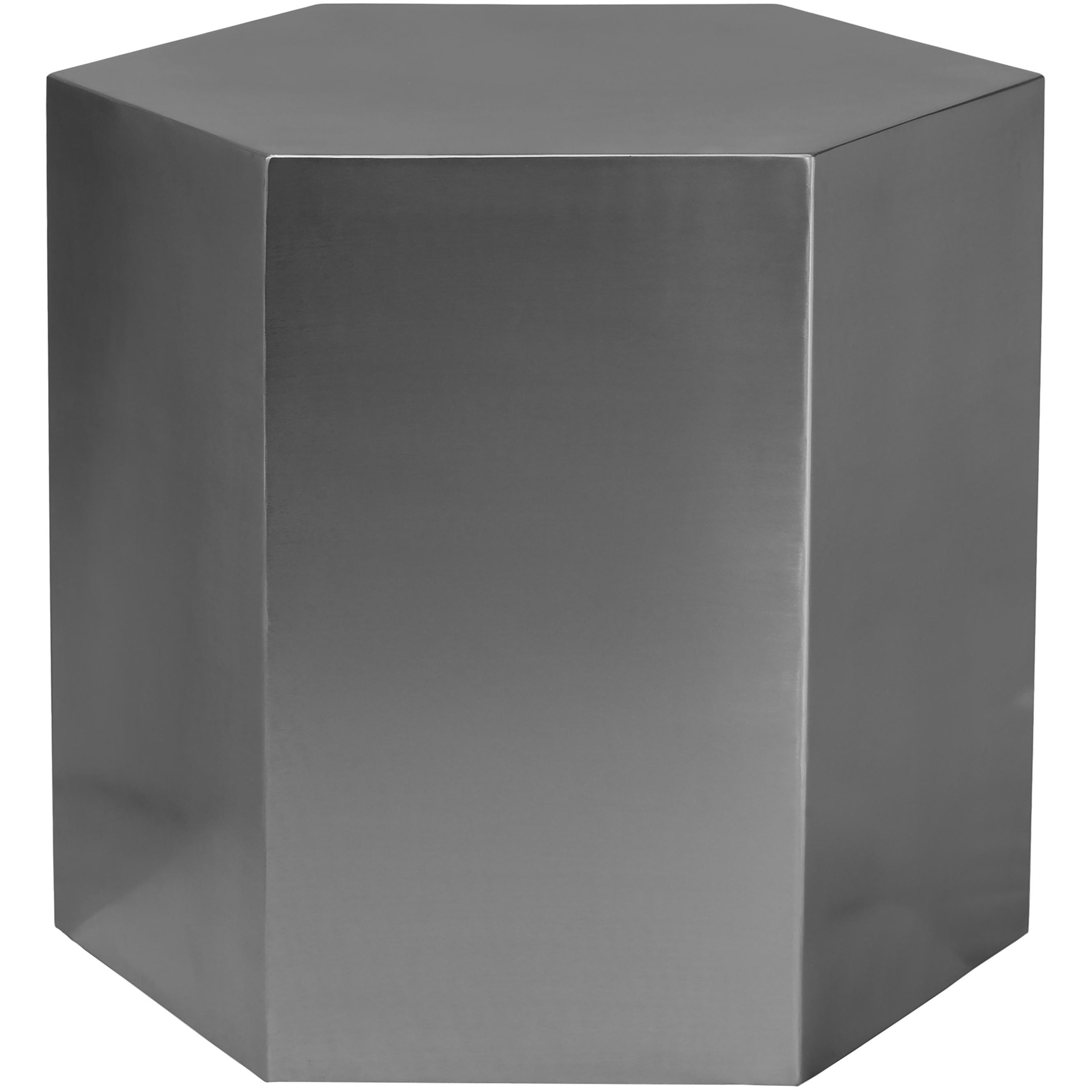 Meridian Hexagon Brushed Chrome End Table