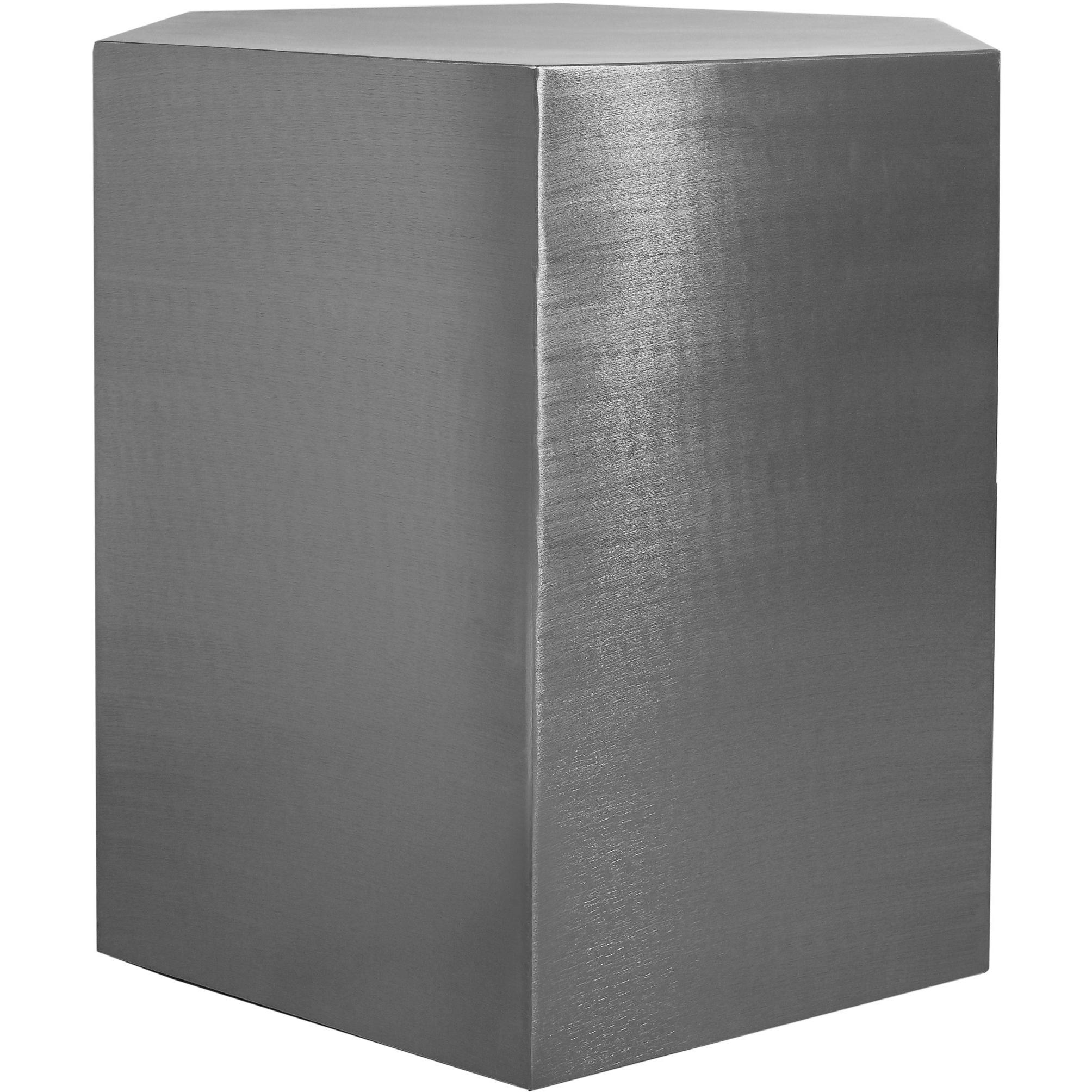 Meridian Hexagon Brushed Chrome End Table