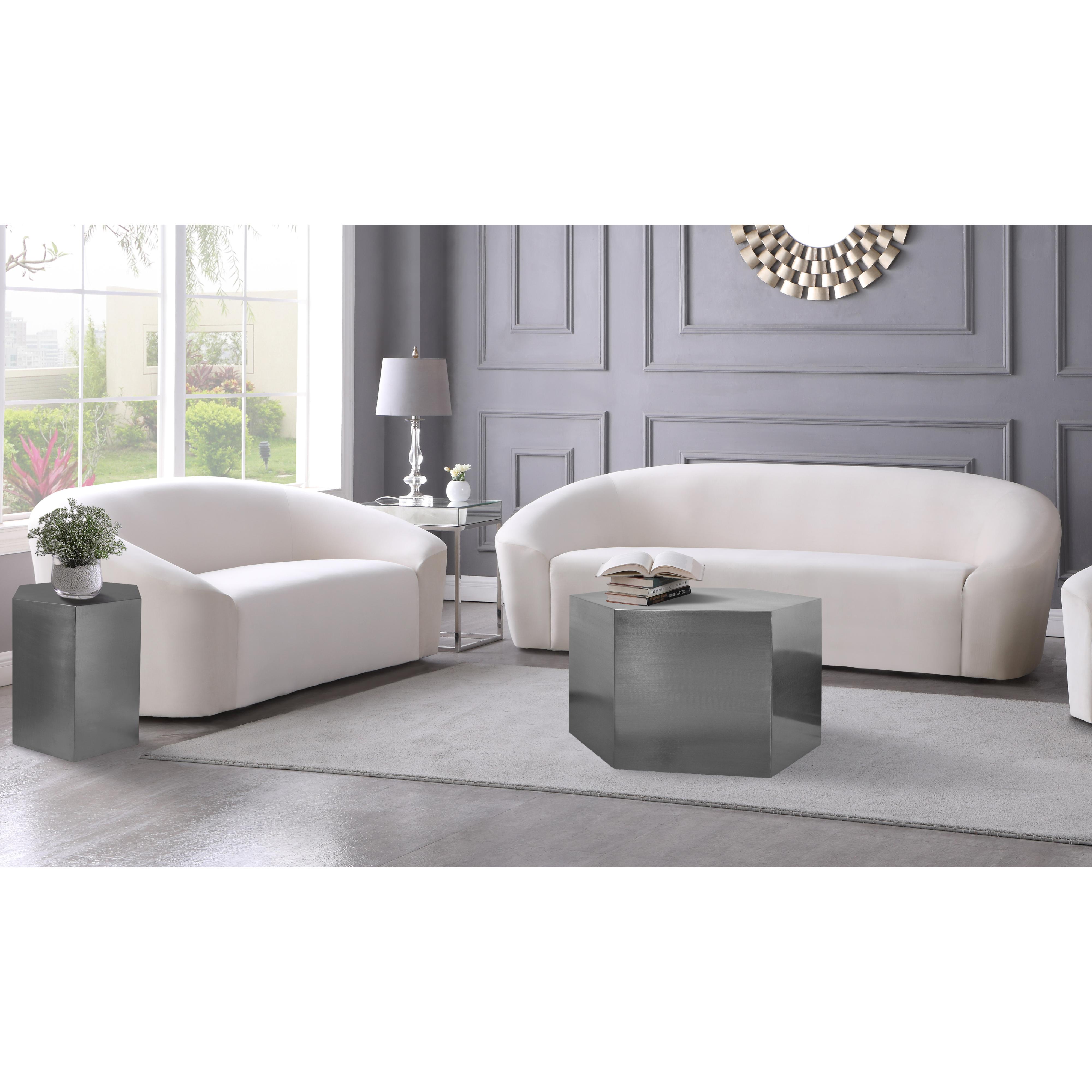 Meridian Hexagon Brushed Chrome Coffee Table