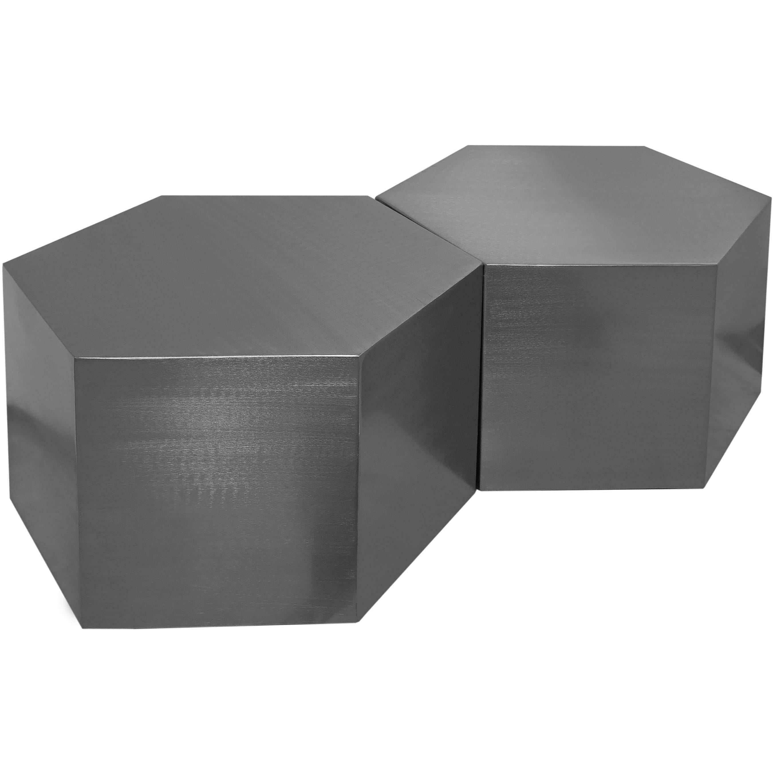 Meridian Hexagon Brushed Chrome Coffee Table