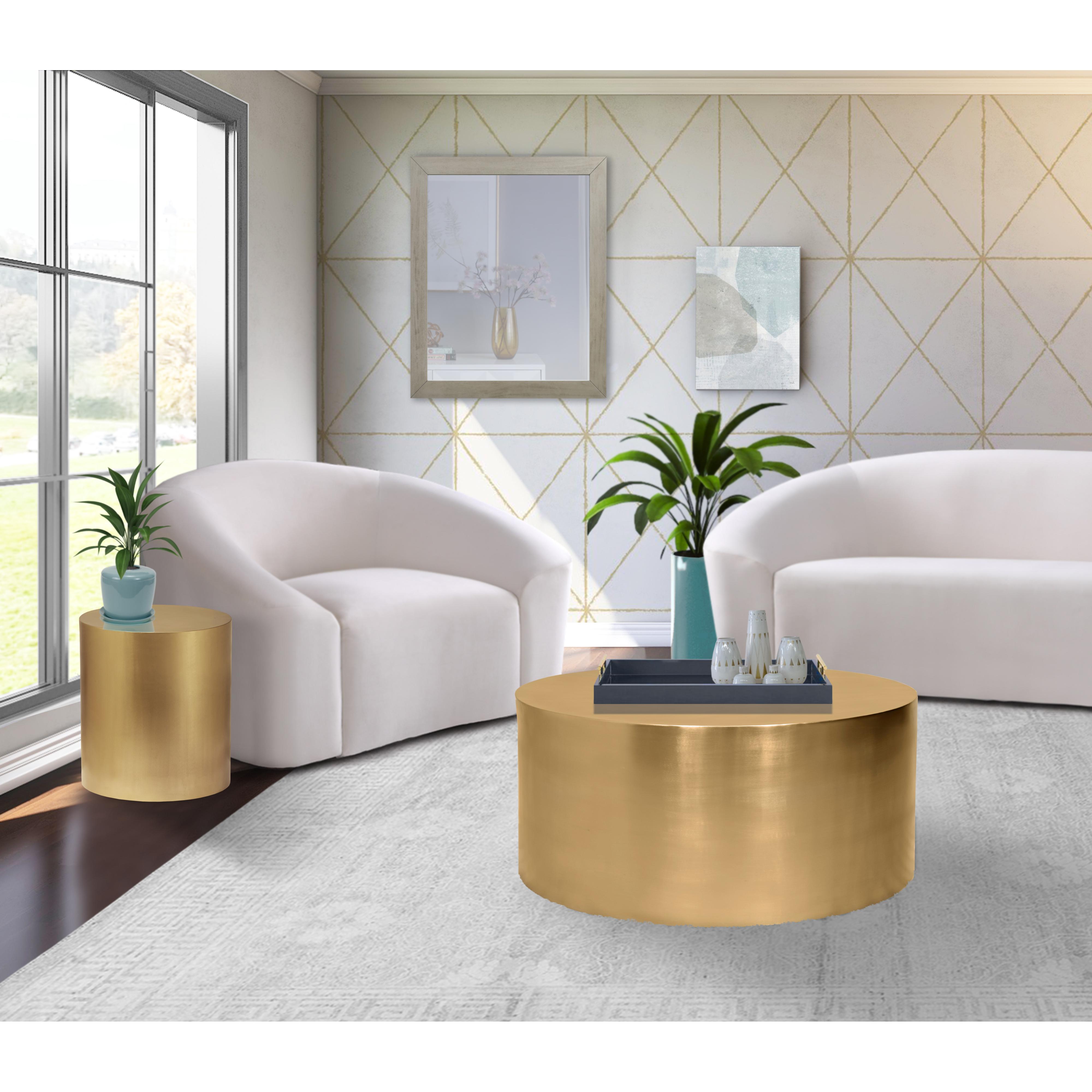 Meridian Cylinder Brushed Gold End Table