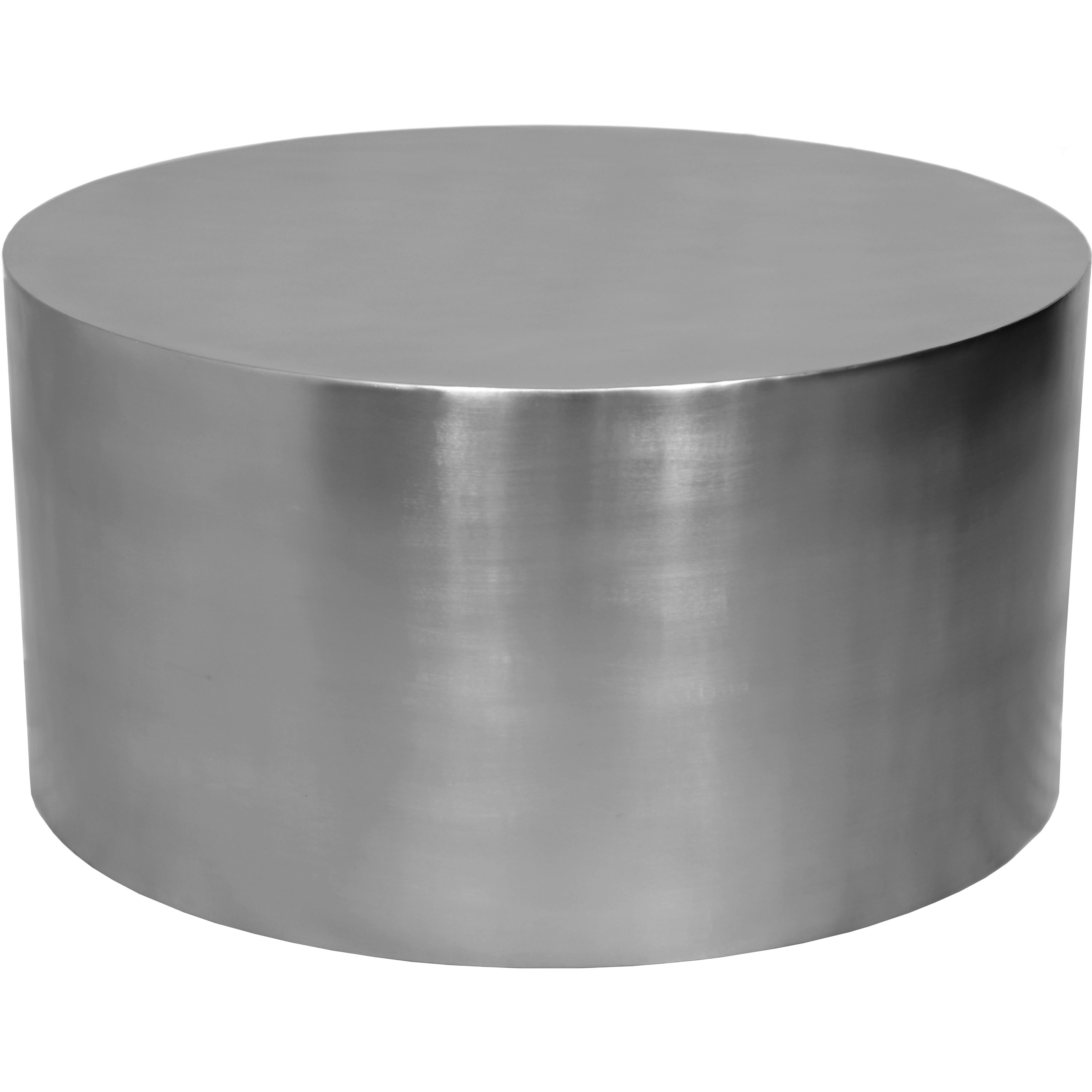 Meridian Cylinder Brushed Chrome Coffee Table