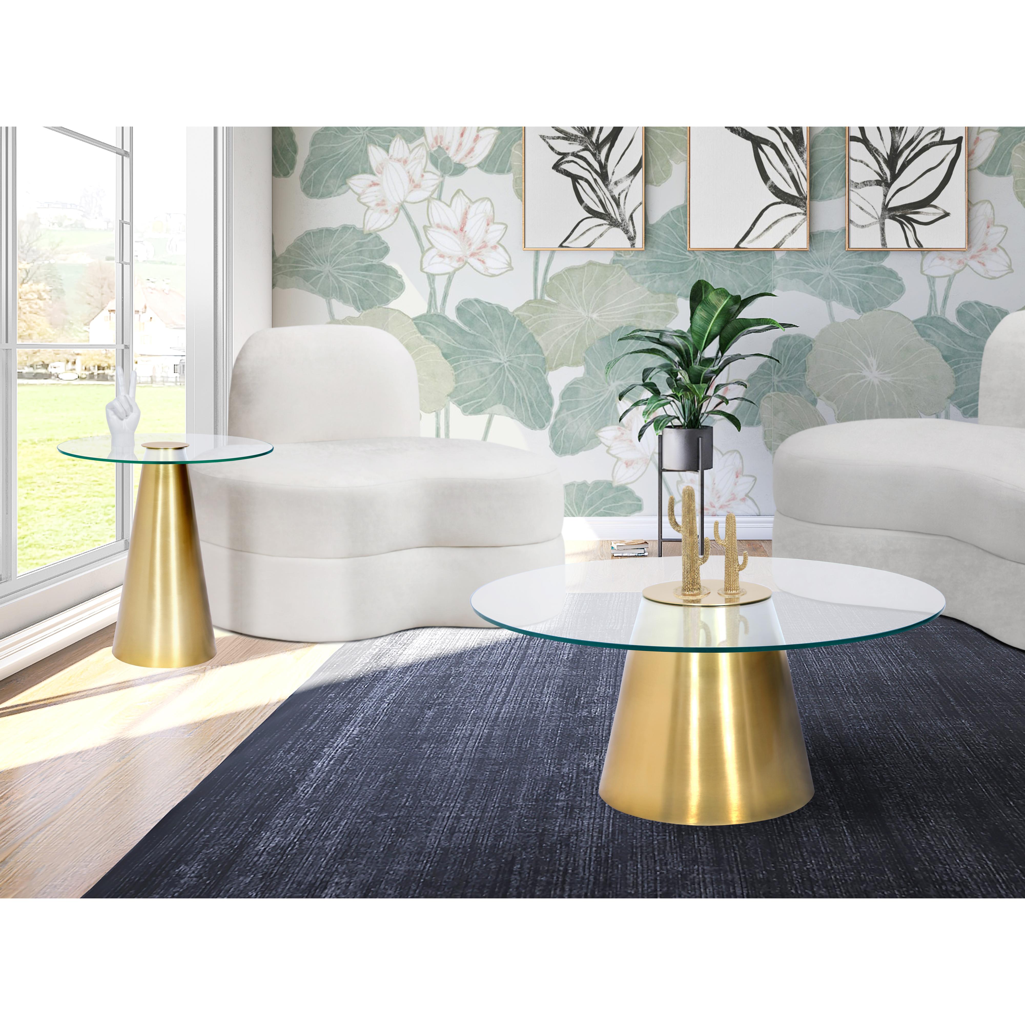 Meridian Glassimo Brushed Gold End Table