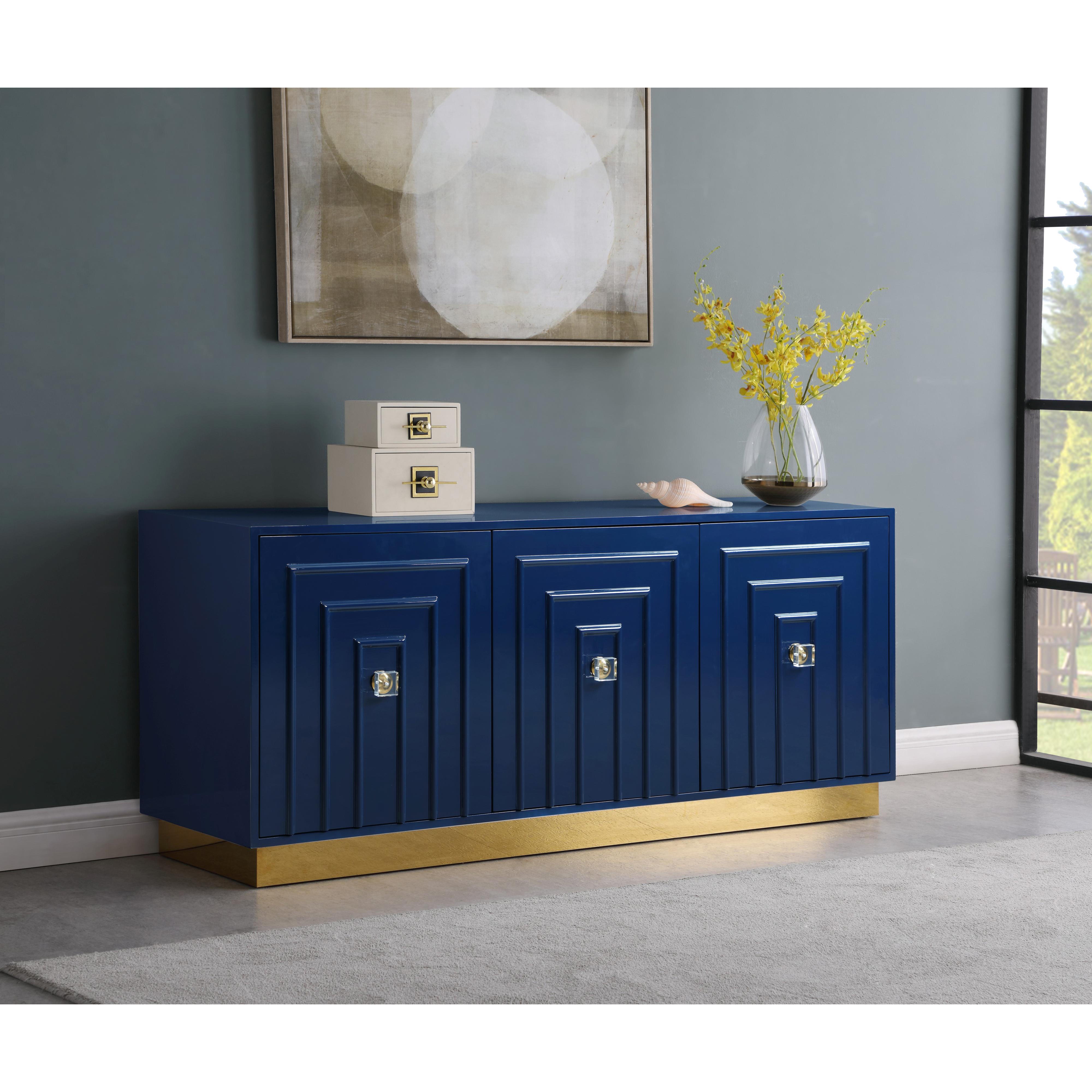 Meridian Cosmopolitan Navy Lacquer Sideboard/Buffet