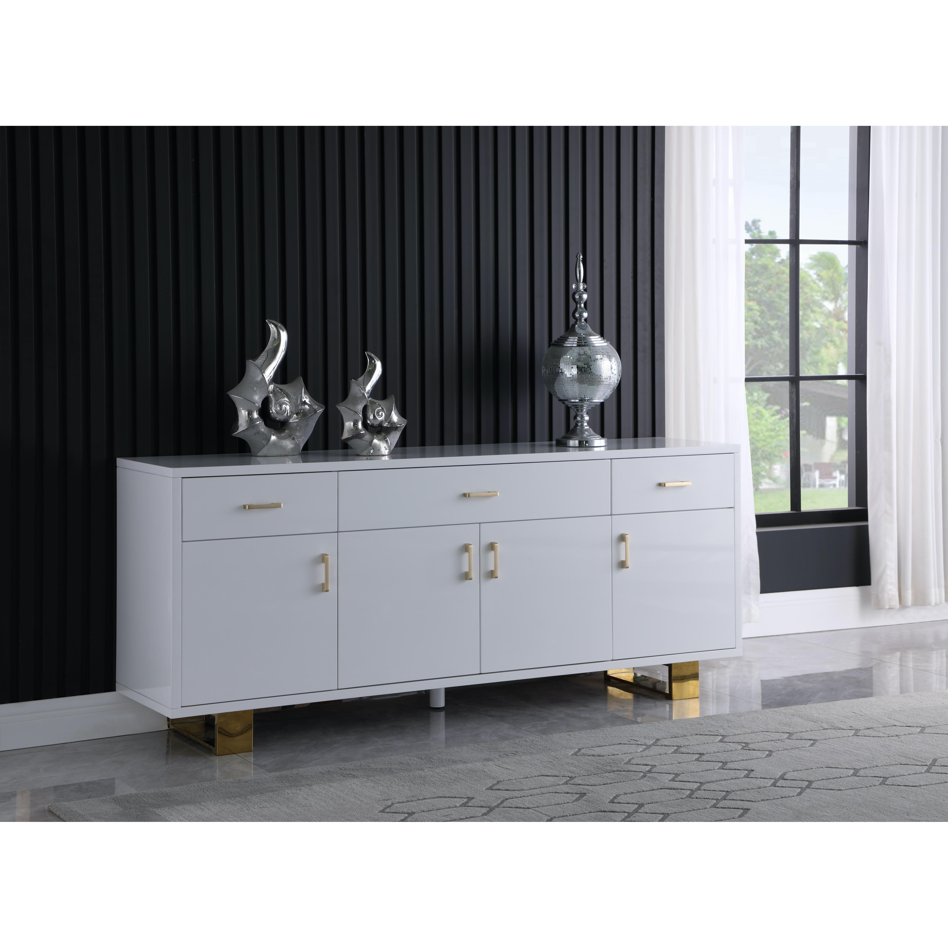 Meridian Excel White Lacquer Sideboard/Buffet