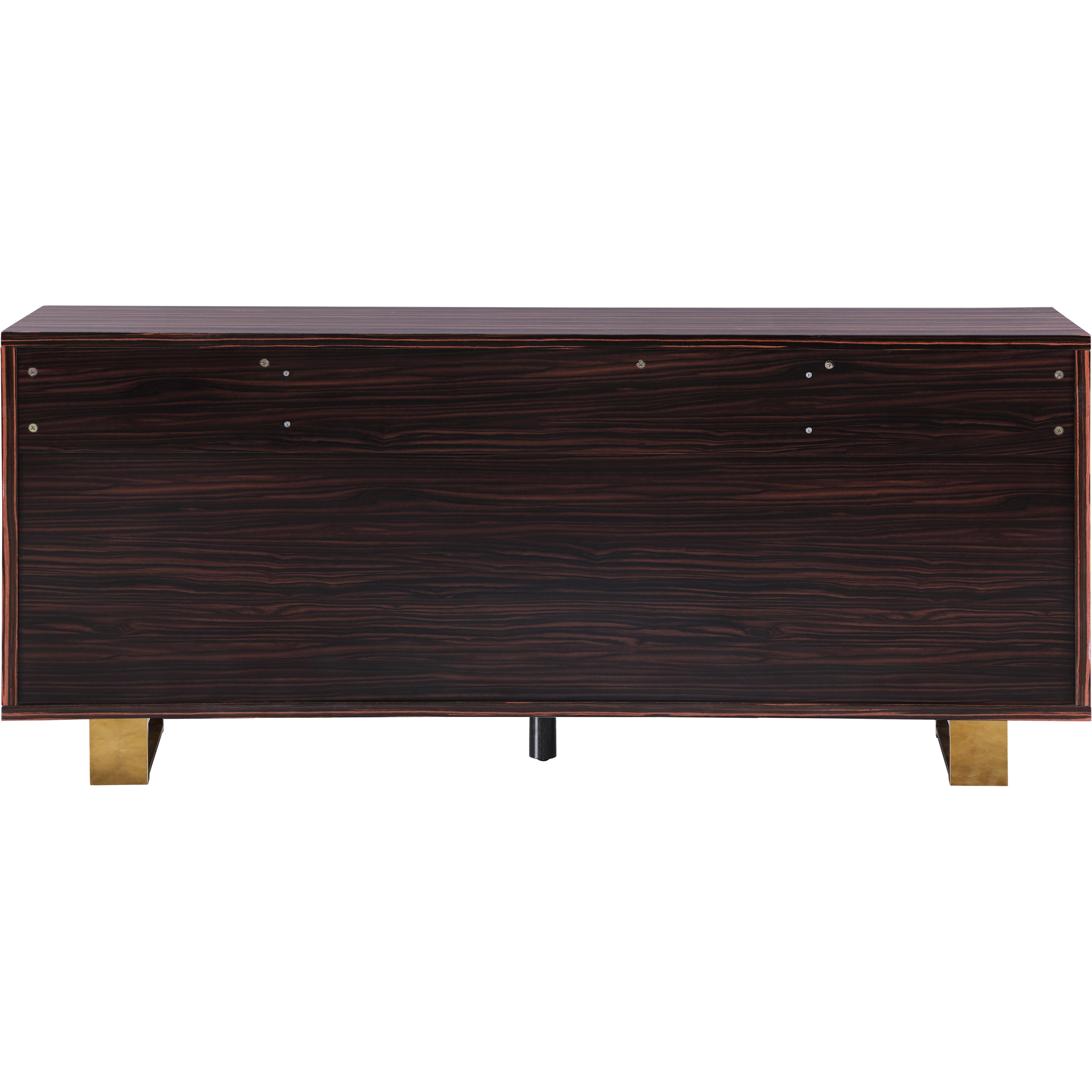 Meridian Excel Brown Zebra Wood Veneer Lacquer Sideboard/Buffet