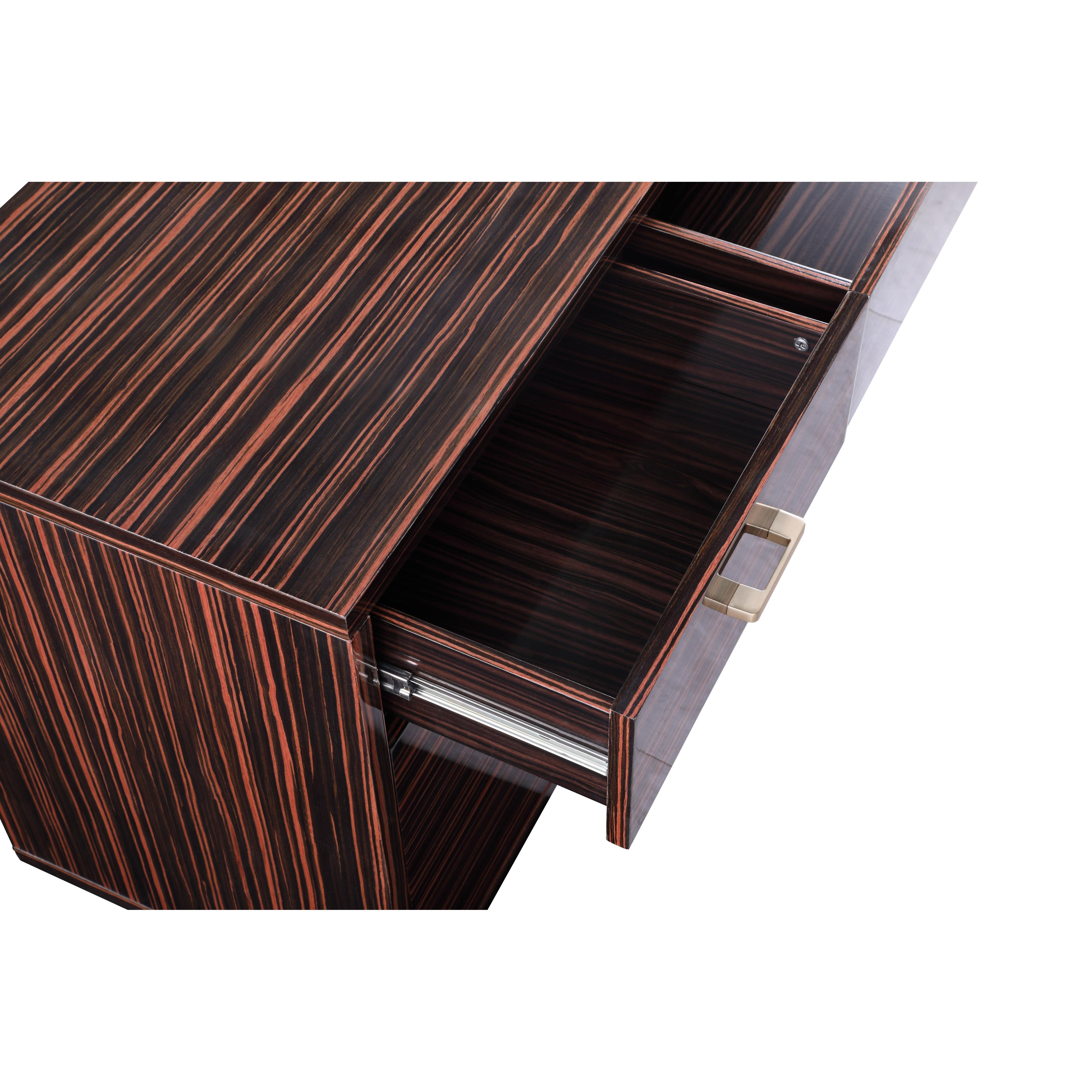 Meridian Excel Brown Zebra Wood Veneer Lacquer Sideboard/Buffet