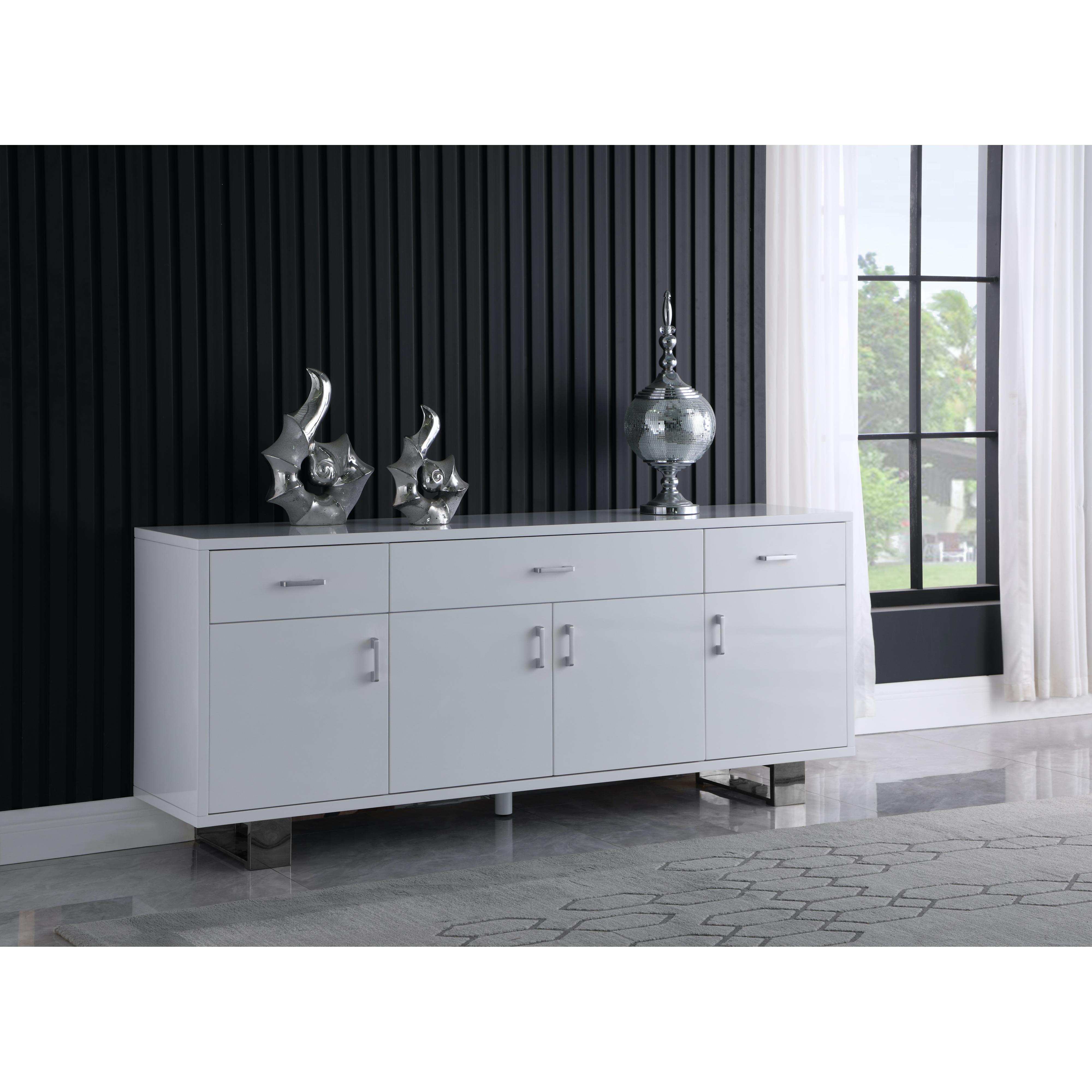 Meridian Excel White Lacquer Sideboard/Buffet
