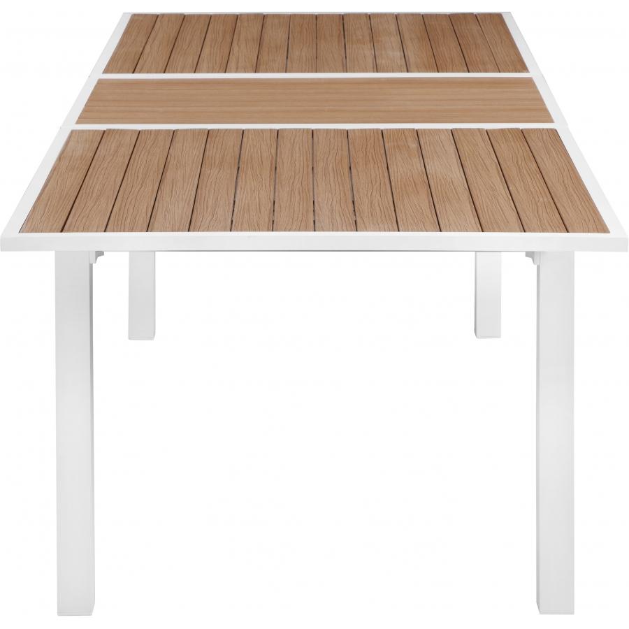 Meridian Nizuc Brown Wood Look Accent Paneling Outdoor Patio Extendable Aluminum Dining Table