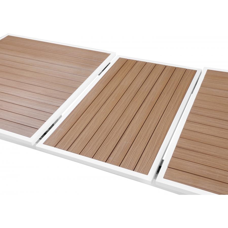 Meridian Nizuc Brown Wood Look Accent Paneling Outdoor Patio Extendable Aluminum Dining Table