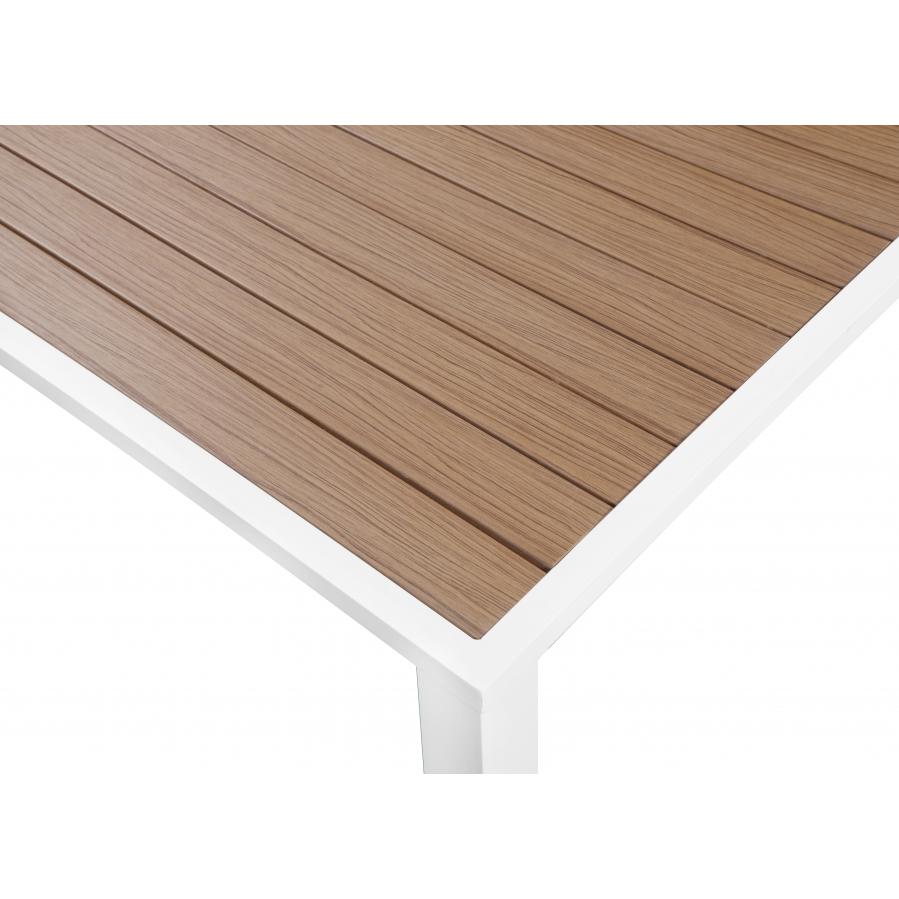 Meridian Nizuc Brown Wood Look Accent Paneling Outdoor Patio Extendable Aluminum Dining Table
