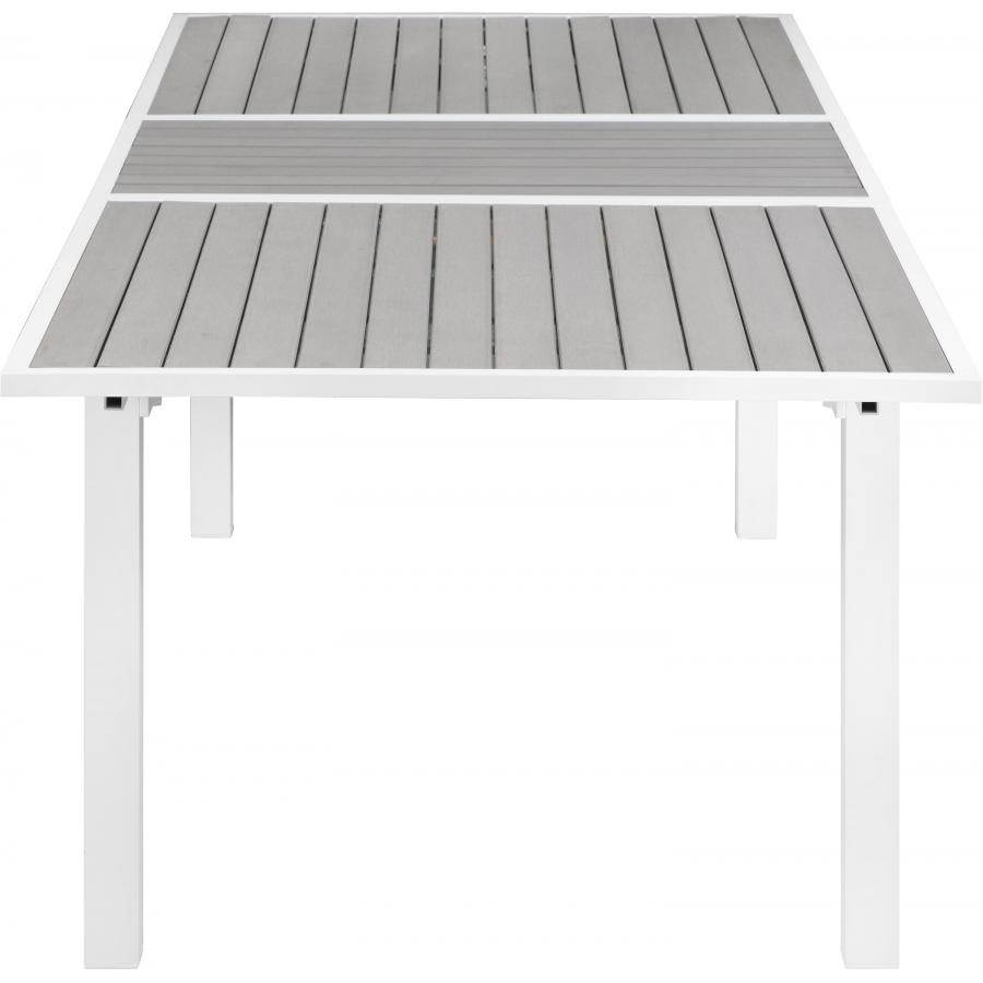 Meridian Nizuc Grey Wood Look Accent Paneling Outdoor Patio Extendable Aluminum Dining Table