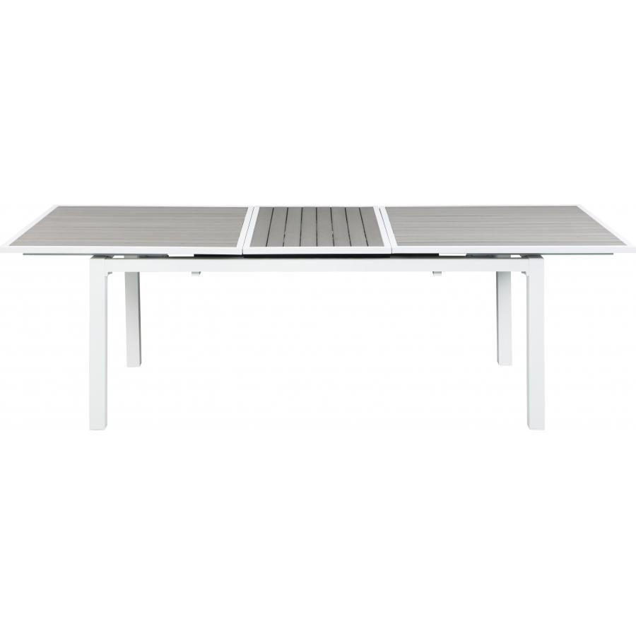 Meridian Nizuc Grey Wood Look Accent Paneling Outdoor Patio Extendable Aluminum Dining Table