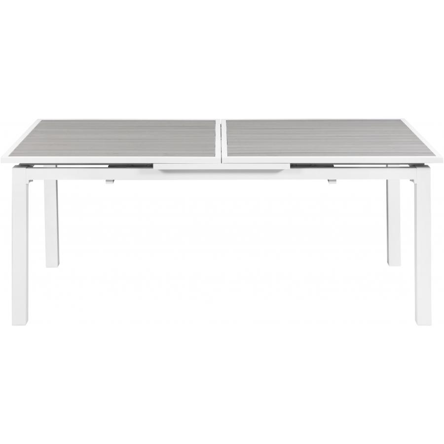 Meridian Nizuc Grey Wood Look Accent Paneling Outdoor Patio Extendable Aluminum Dining Table
