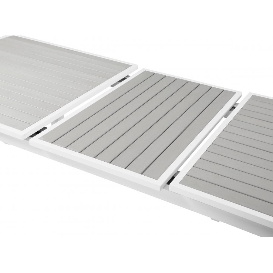 Meridian Nizuc Grey Wood Look Accent Paneling Outdoor Patio Extendable Aluminum Dining Table