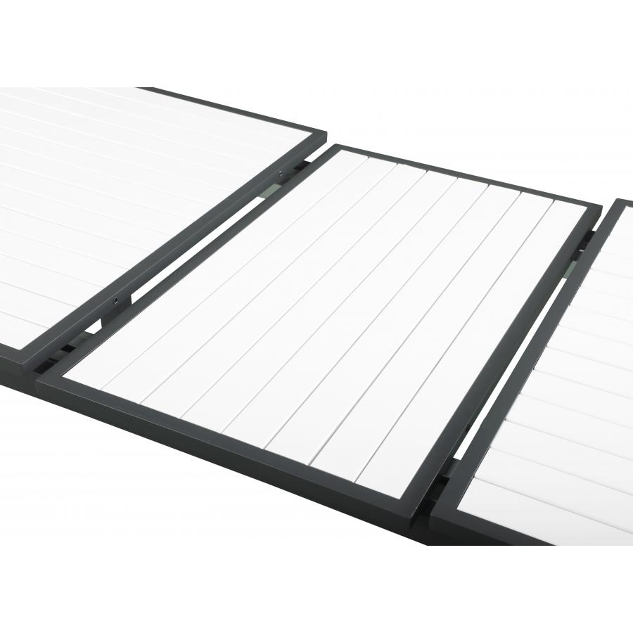 Meridian Nizuc White Wood Look Accent Paneling Outdoor Patio Aluminum Dining Table