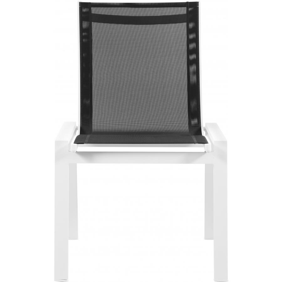 Meridian Nizuc Black Mesh Water Resistant Fabric Outdoor Patio Aluminum Mesh Dining Chair