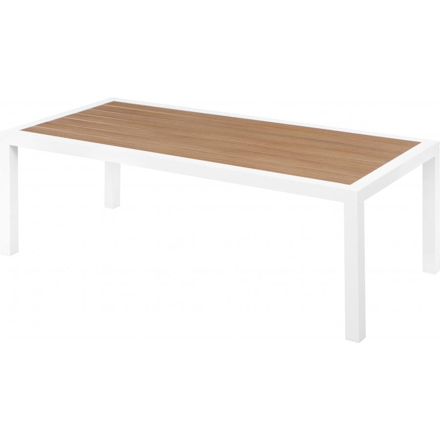 Meridian Nizuc Brown Wood Look Accent Paneling Outdoor Patio Aluminum Coffee Table