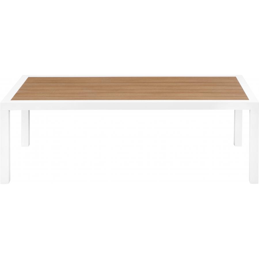 Meridian Nizuc Brown Wood Look Accent Paneling Outdoor Patio Aluminum Coffee Table