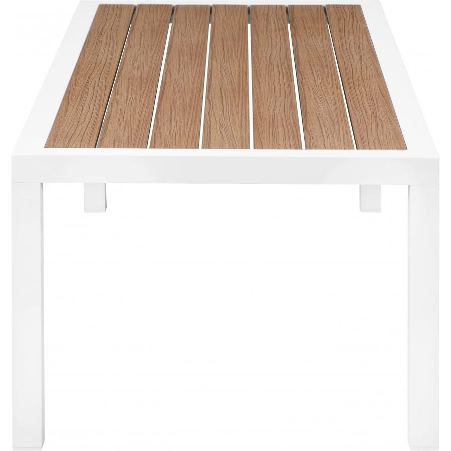 Meridian Nizuc Brown Wood Look Accent Paneling Outdoor Patio Aluminum Coffee Table