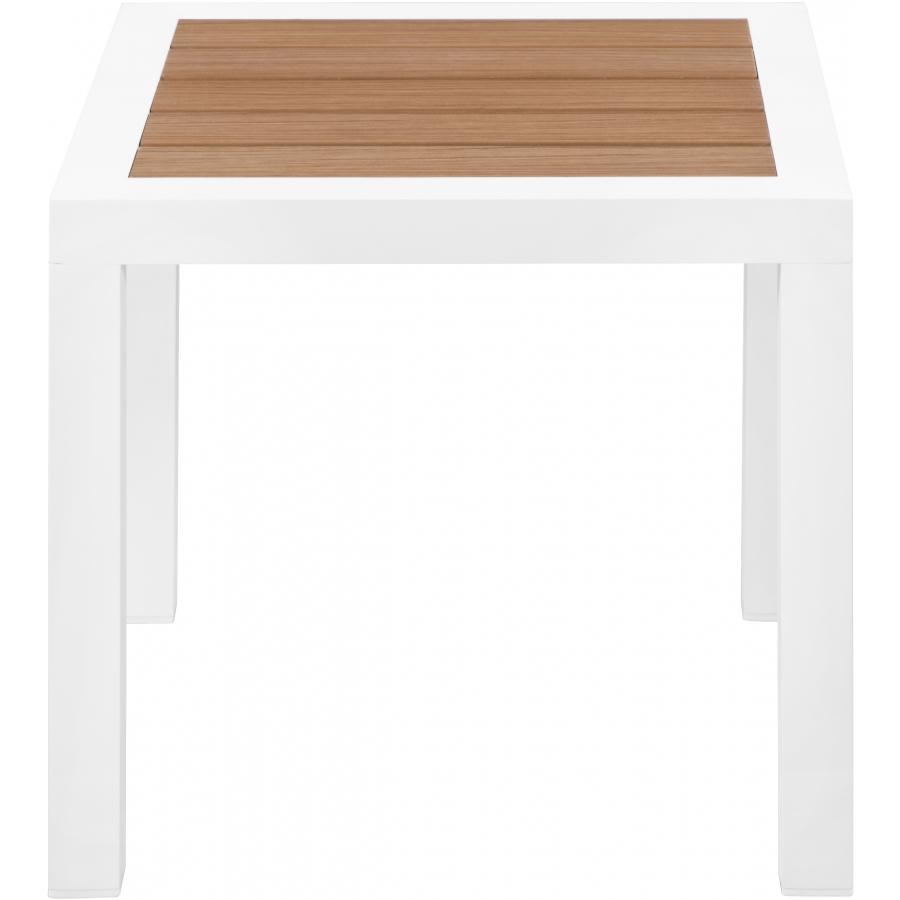 Meridian Nizuc Brown Wood Look Accent Paneling Outdoor Patio Aluminum End Table