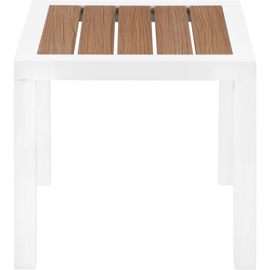 Meridian Nizuc Brown Wood Look Accent Paneling Outdoor Patio Aluminum End Table