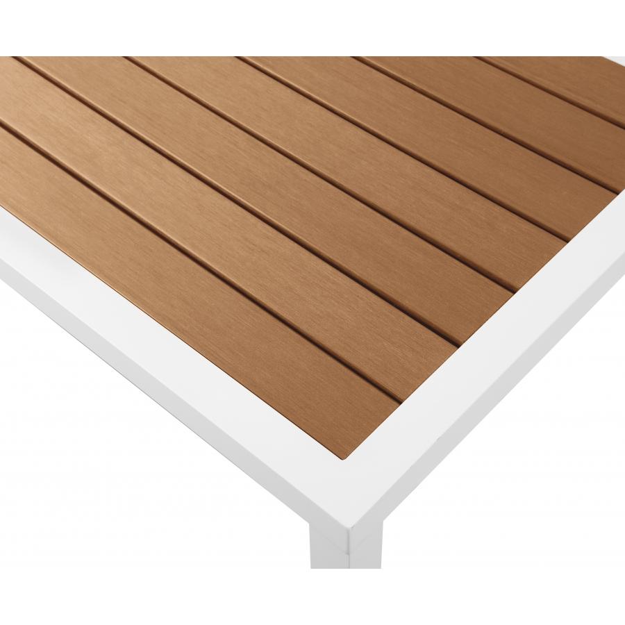 Meridian Nizuc Brown Wood Look Accent Paneling Outdoor Patio Aluminum End Table