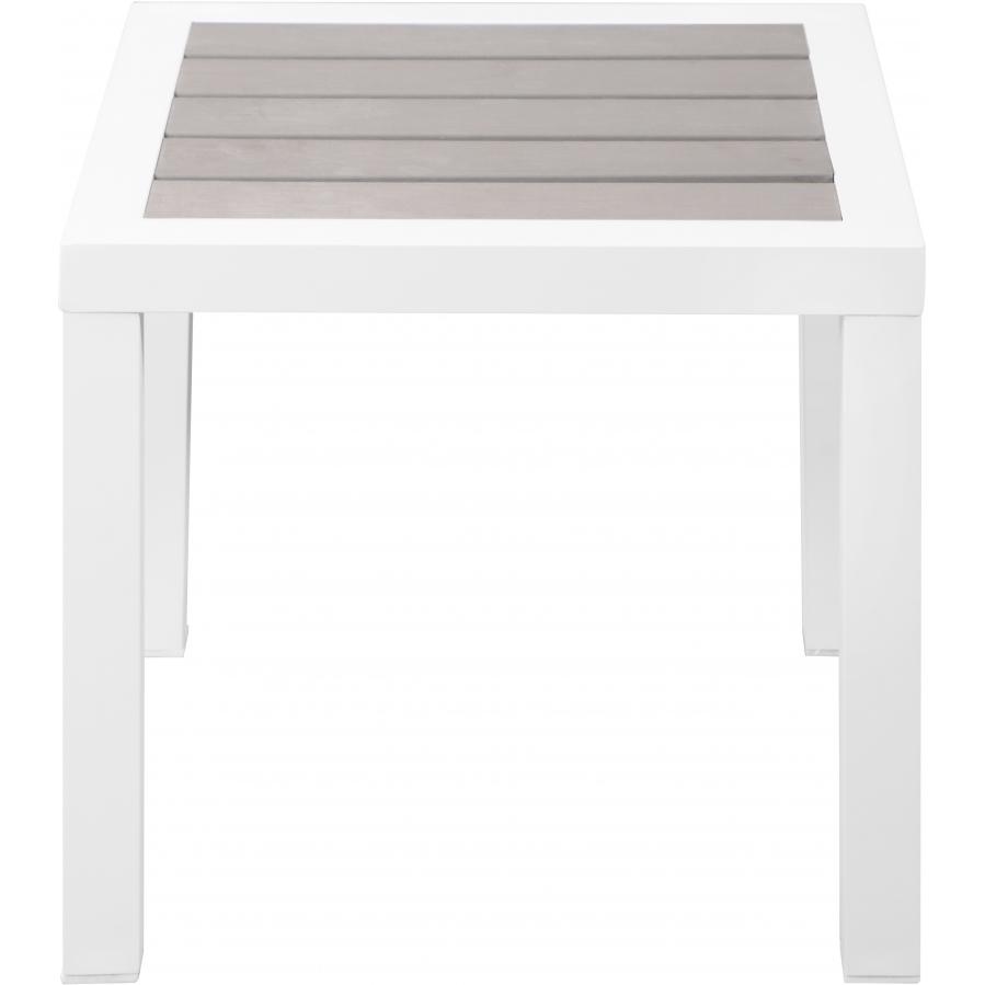 Meridian Nizuc Grey Wood Look Accent Paneling Outdoor Patio Aluminum End Table