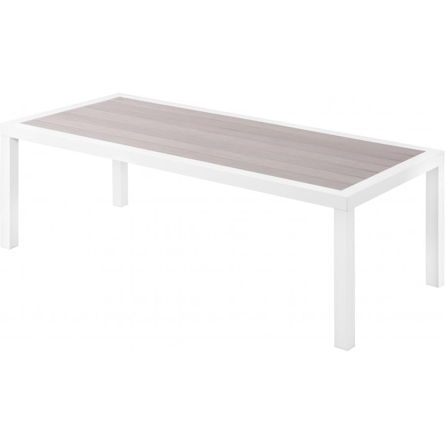 Meridian Nizuc Grey Wood Look Accent Paneling Outdoor Patio Aluminum Coffee Table