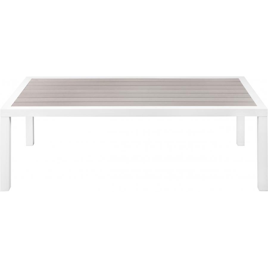Meridian Nizuc Grey Wood Look Accent Paneling Outdoor Patio Aluminum Coffee Table