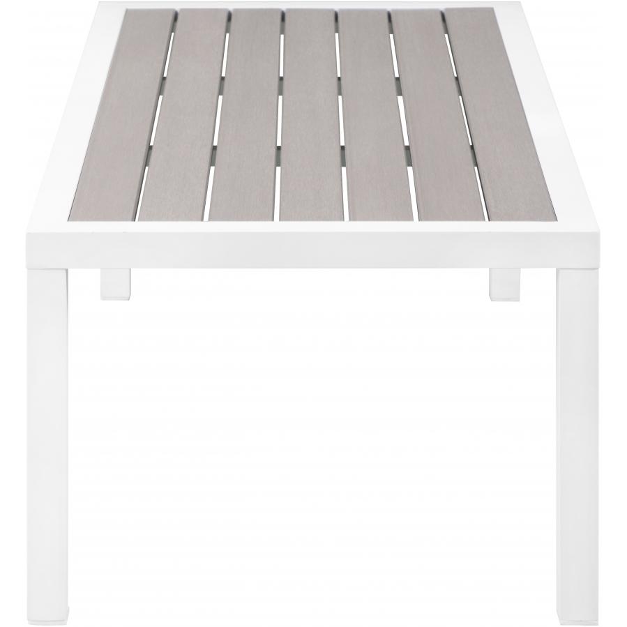 Meridian Nizuc Grey Wood Look Accent Paneling Outdoor Patio Aluminum Coffee Table