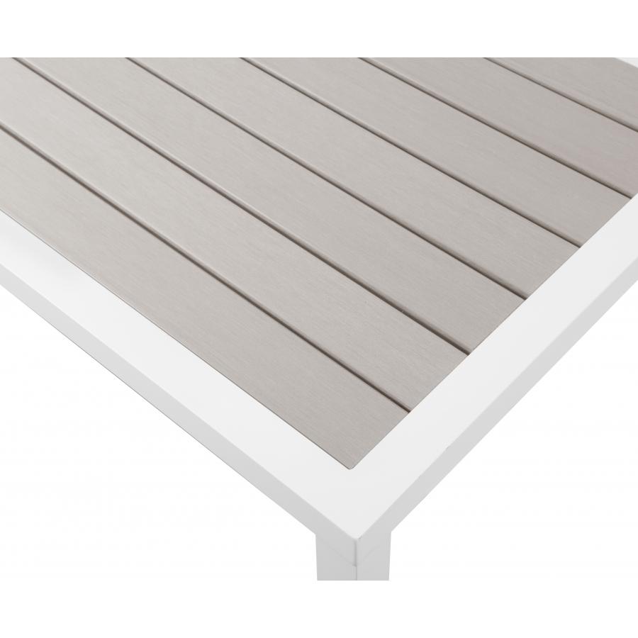 Meridian Nizuc Grey Wood Look Accent Paneling Outdoor Patio Aluminum Coffee Table