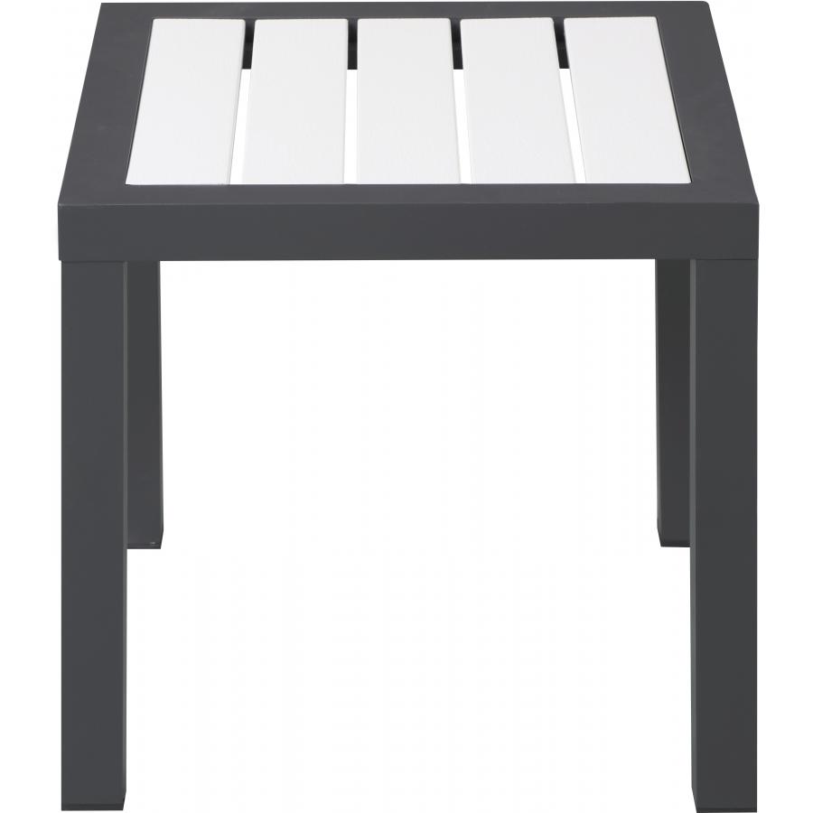 Meridian Nizuc White Wood Look Accent Paneling Outdoor Patio Aluminum End Table