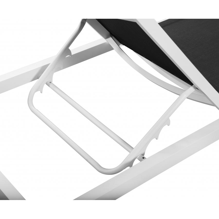 Meridian Nizuc Black Mesh Water Resistant Fabric Outdoor Patio Aluminum Mesh Chaise Lounge Chair
