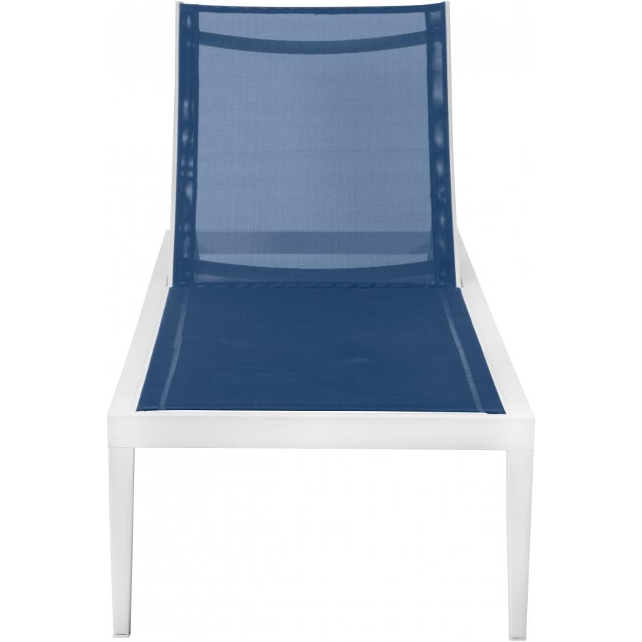 Meridian Nizuc Navy Mesh Water Resistant Fabric Outdoor Patio Aluminum Mesh Chaise Lounge Chair
