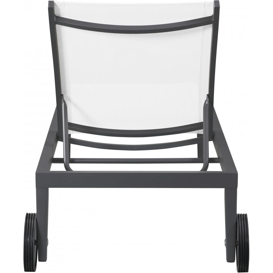 Meridian Nizuc White Mesh Water Resistant Fabric Outdoor Patio Aluminum Mesh Chaise Lounge Chair