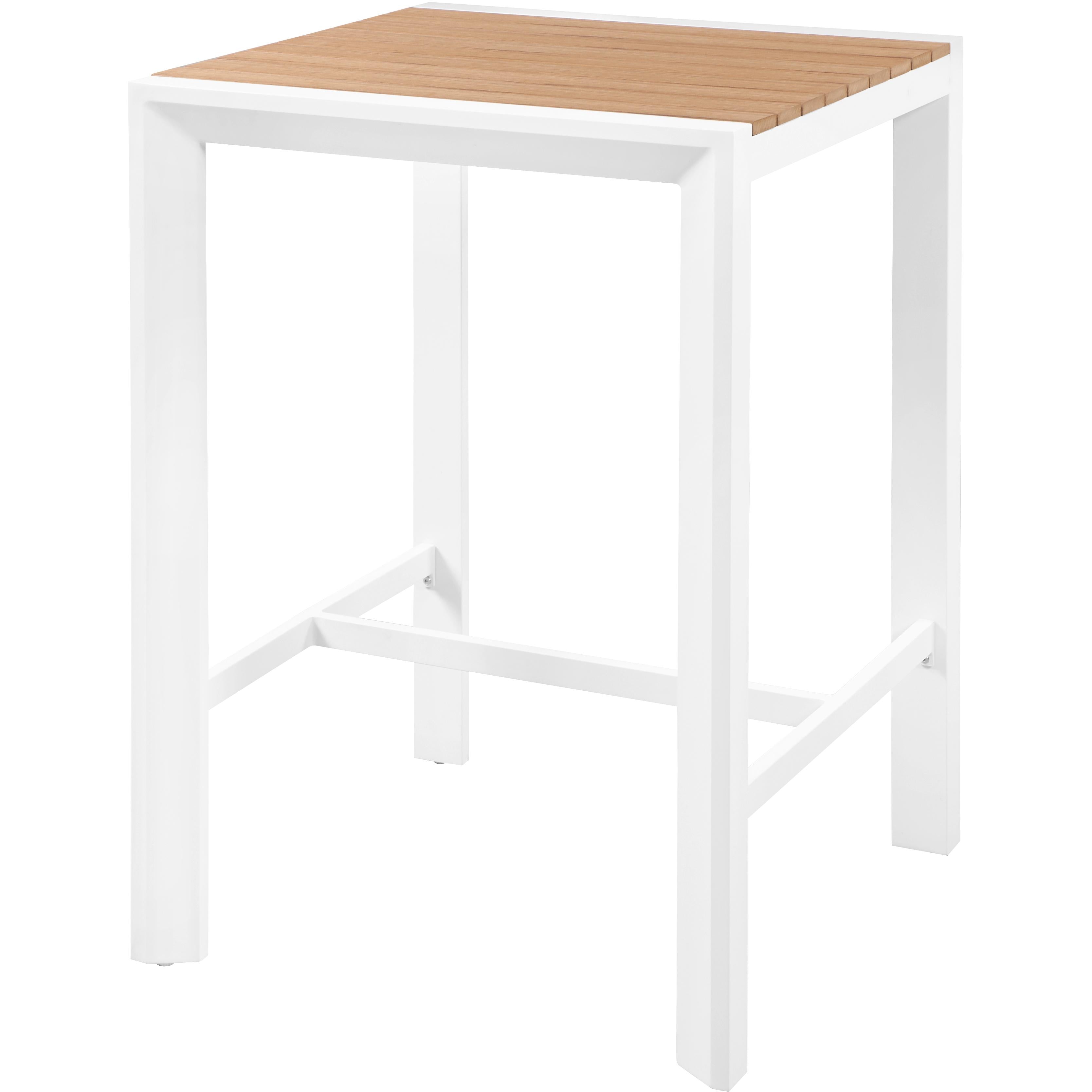 Meridian Nizuc Brown Wood Look Accent Paneling Outdoor Patio Aluminum Square Bar Table