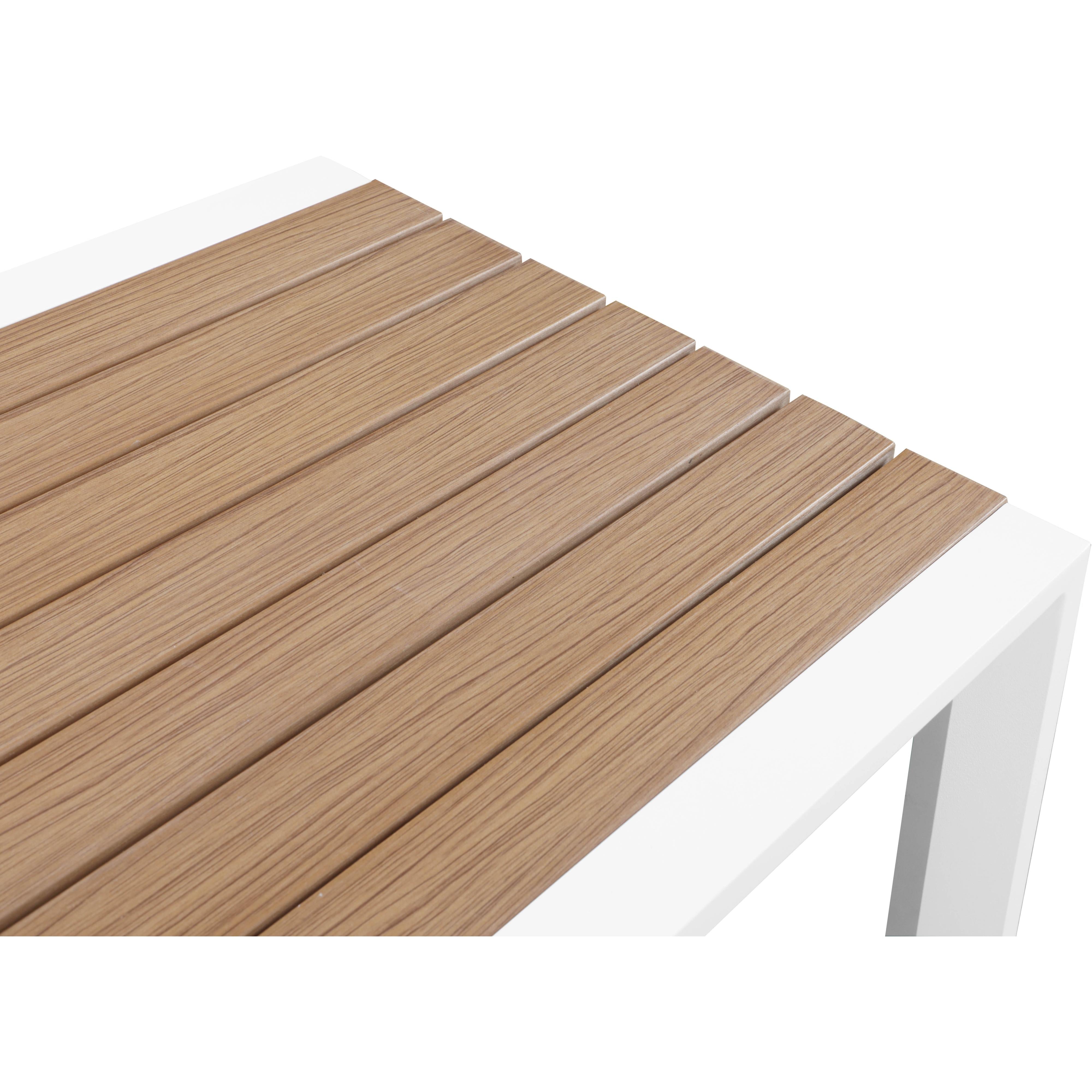 Meridian Nizuc Brown Wood Look Accent Paneling Outdoor Patio Aluminum Square Bar Table