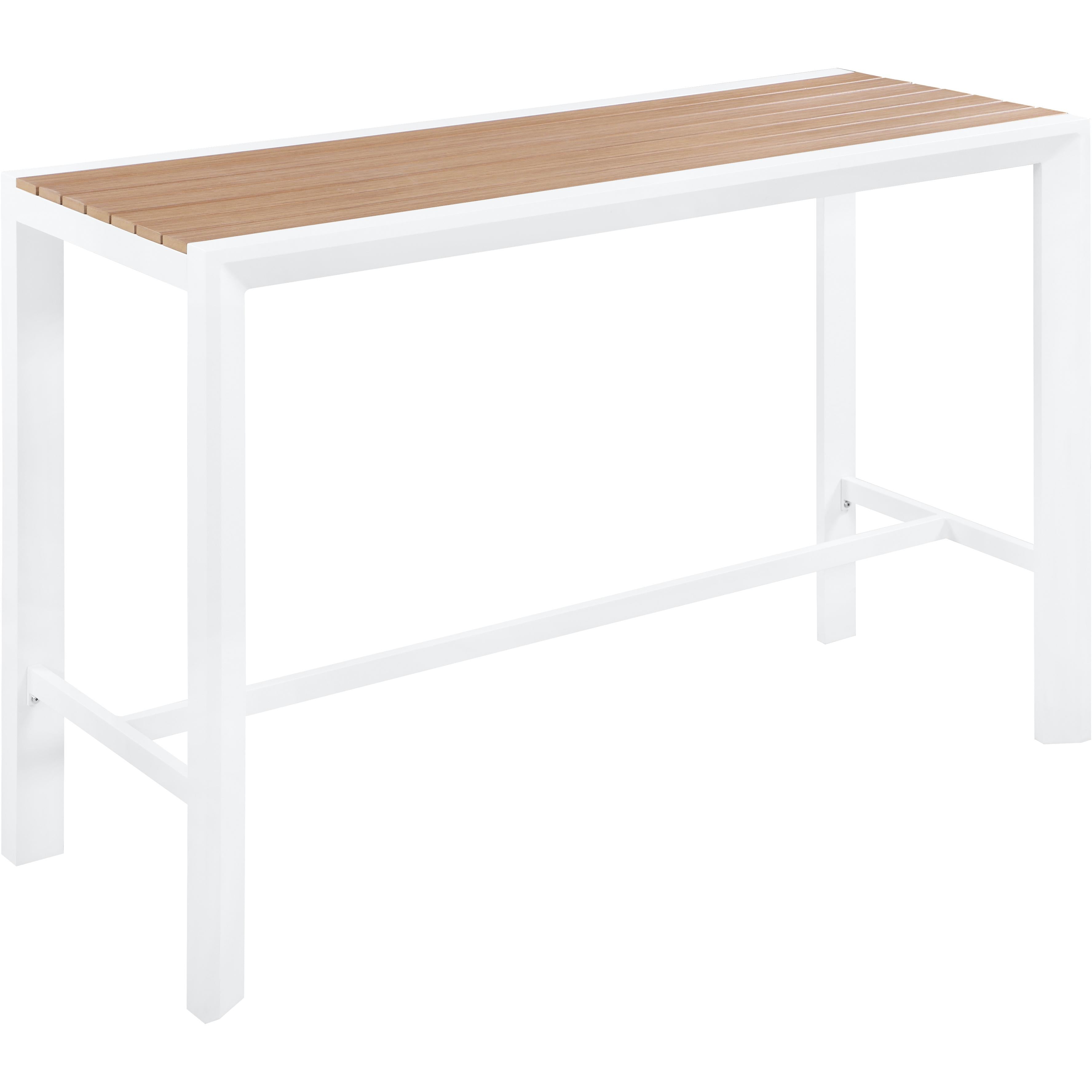 Meridian Nizuc Brown Wood Look Accent Paneling Outdoor Patio Aluminum Rectangle Bar Table