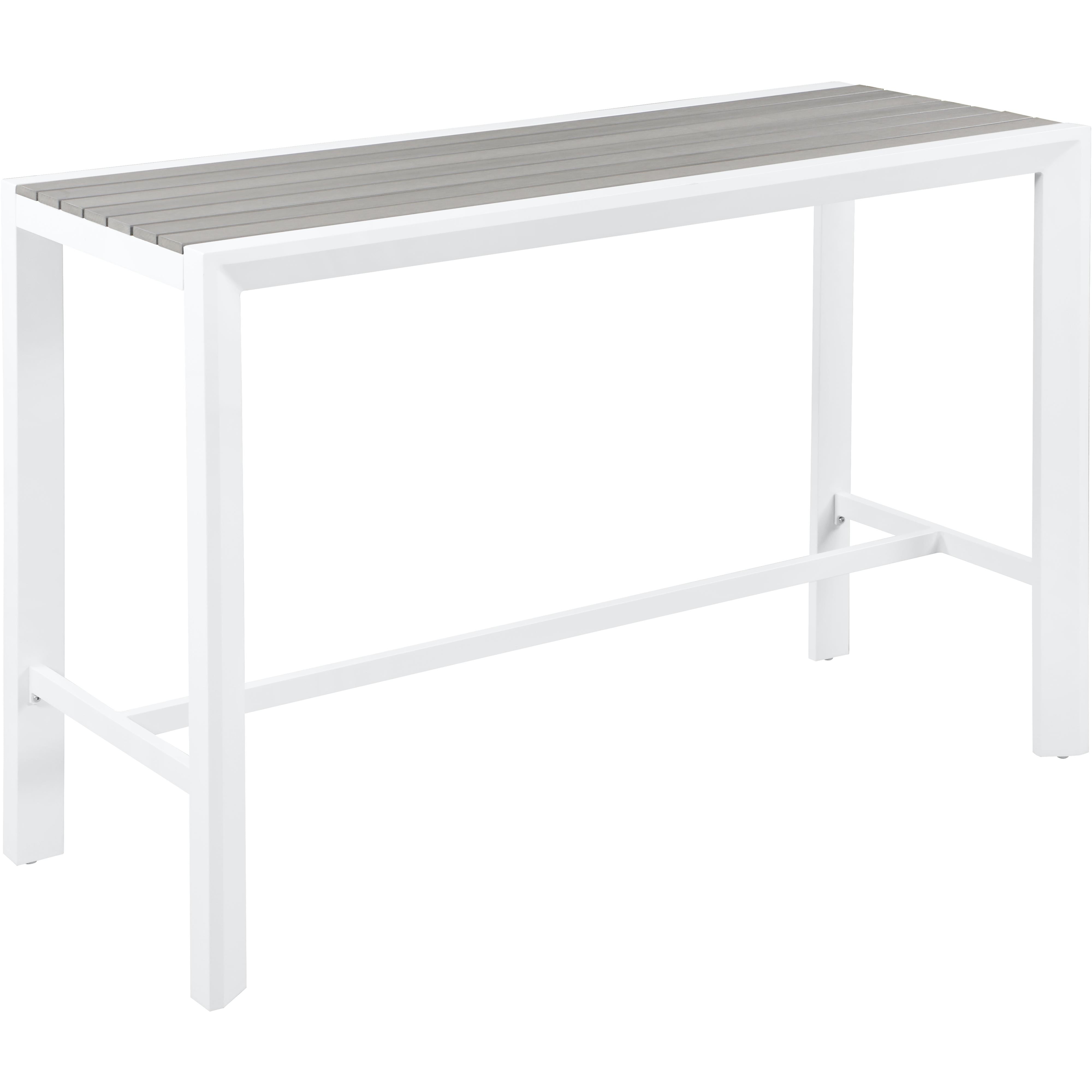 Meridian Nizuc Grey Wood Look Accent Paneling Outdoor Patio Aluminum Rectangle Bar Table